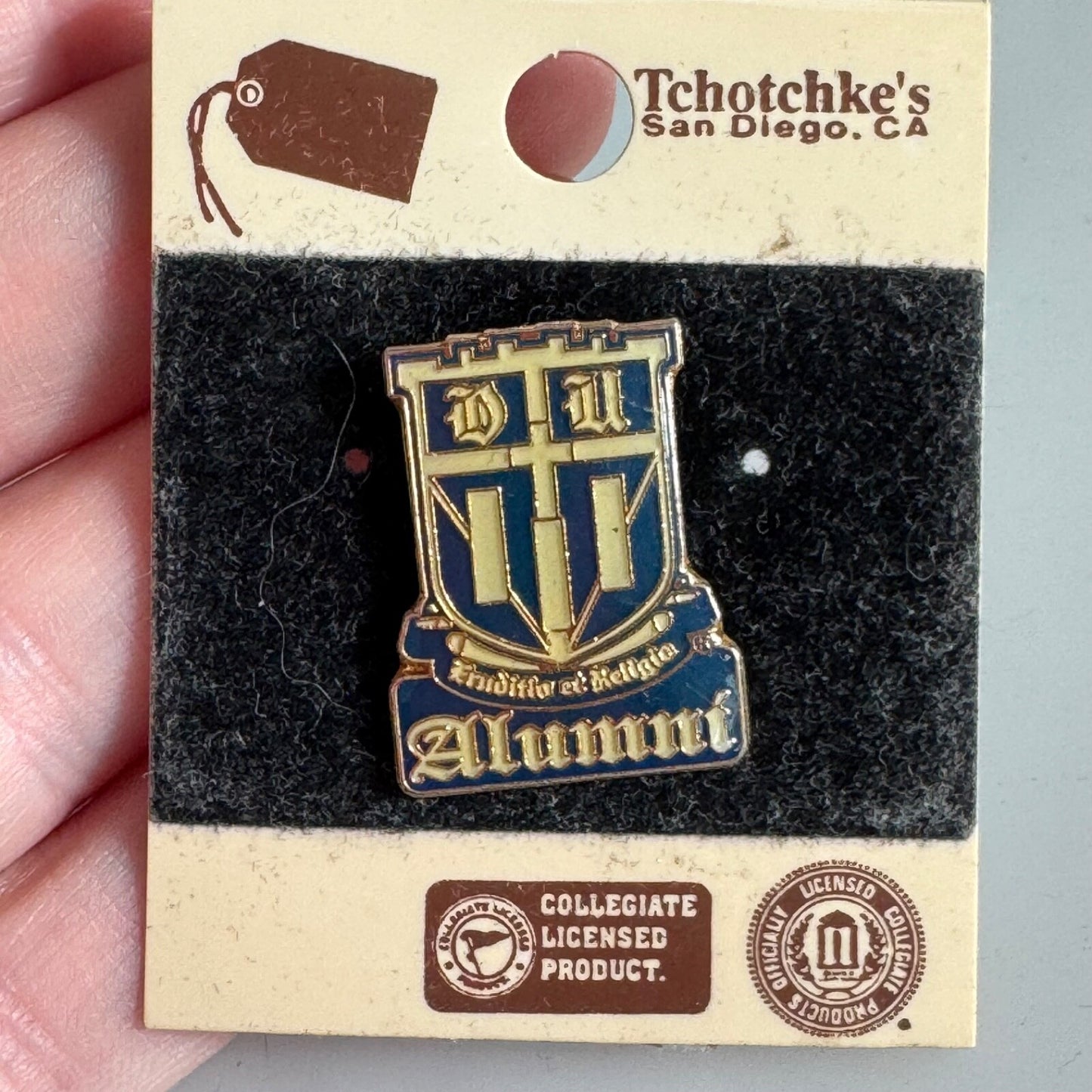 Vintage Duke University Lapel Pin Crest Logo Shield New on Card Blue Devils