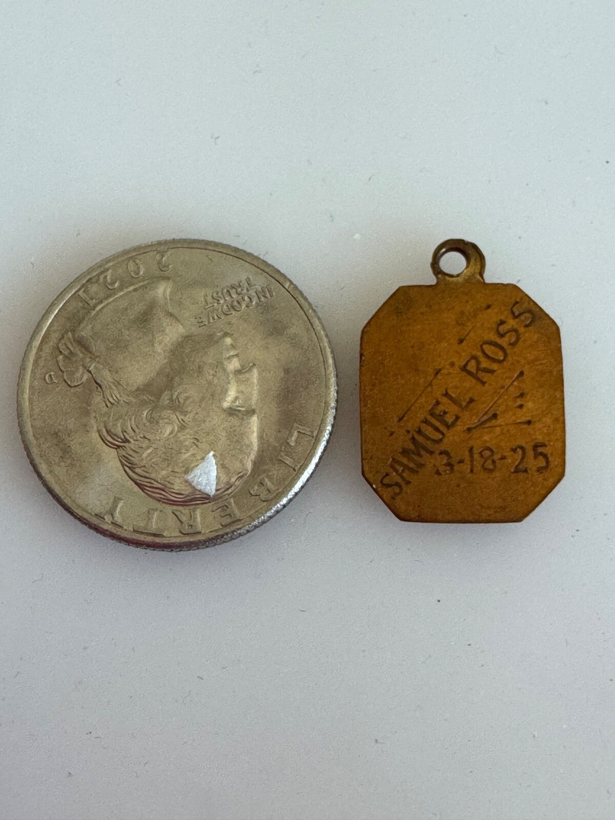 Antique 1925 Masonic Charm Pendant Ezra No. 215 Engraved