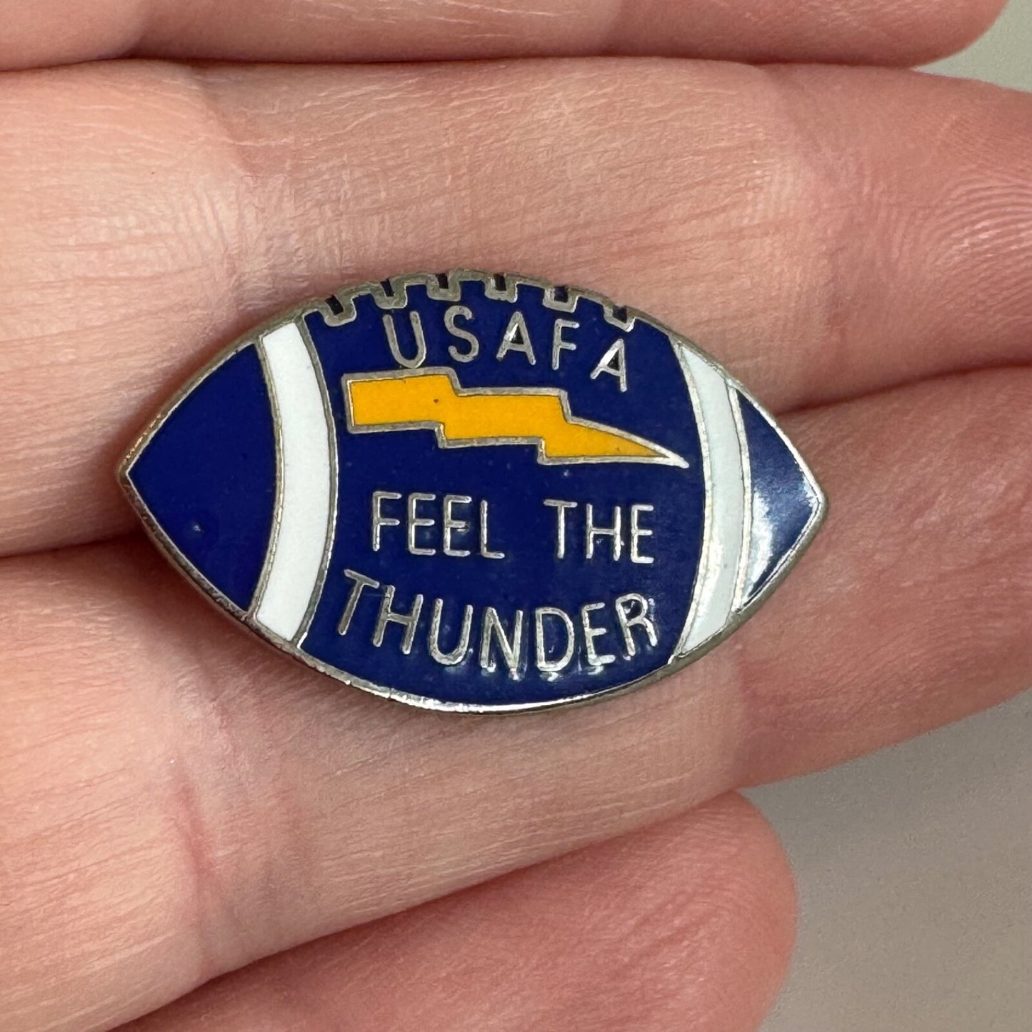 Vintage USAFA Air Force Academy Feel the Thunder Football Enamel Lapel Pin