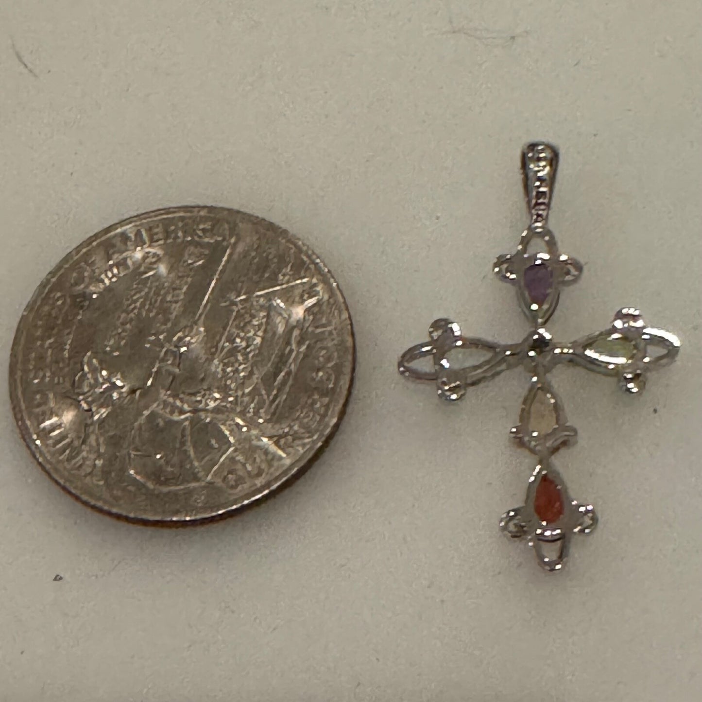925 RSE Sterling Silver Gemstone Cross Pendant