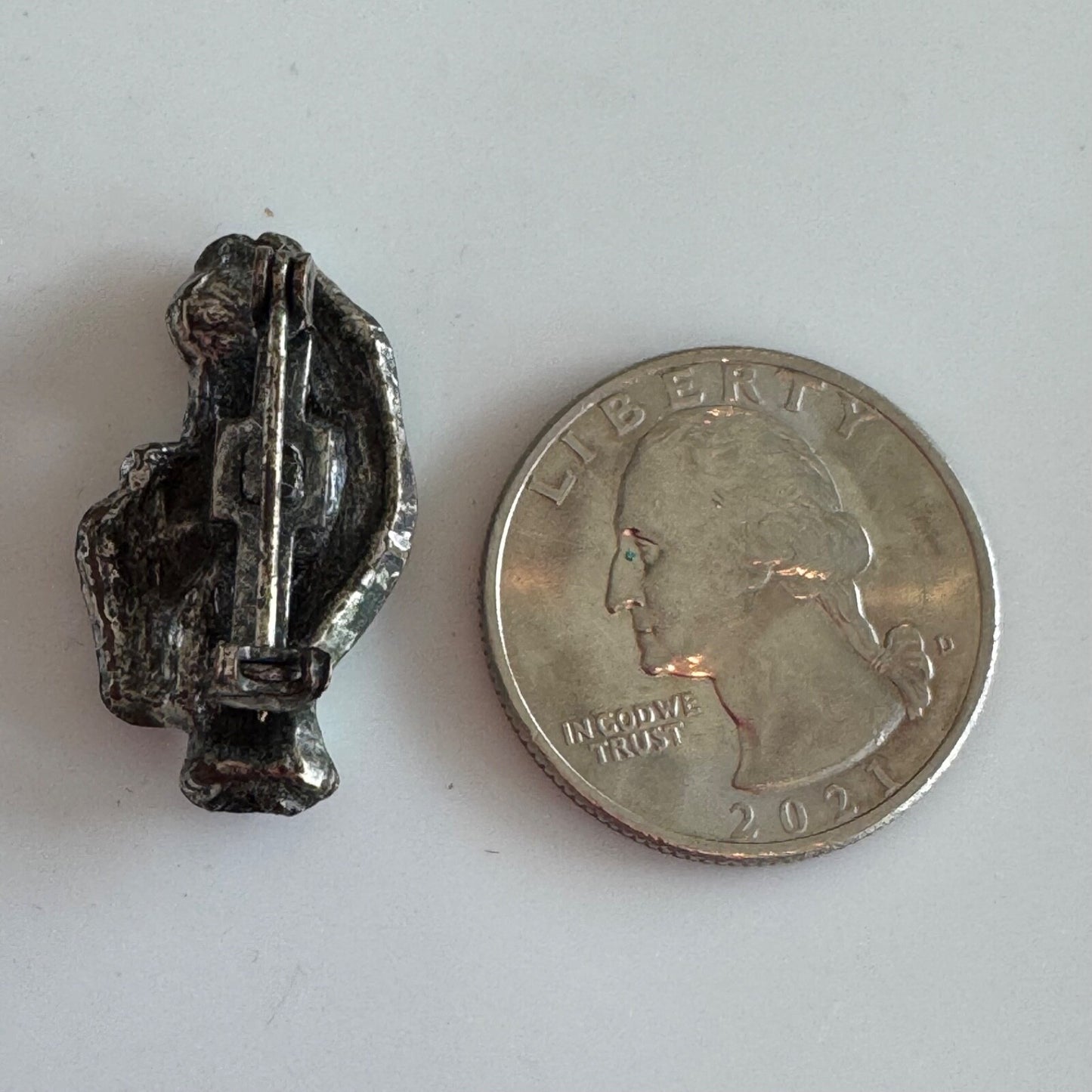 Vintage Hand of God Cradling Baby Brooch Pin Pewter Look