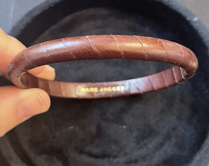 Timeless Women’s Brown Leather Marc Jacobs Bangle Bracelet 8”