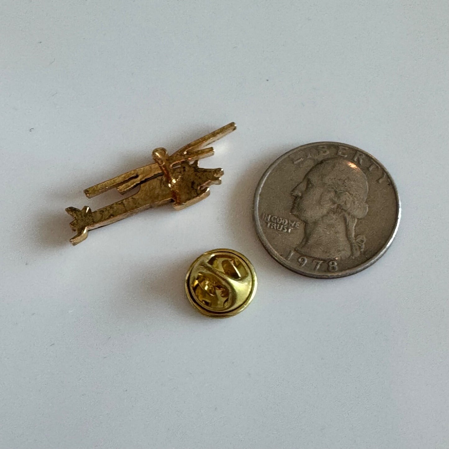 Gold Tone Bell Helicopter Helicopter Lapel Pin Tie Tack