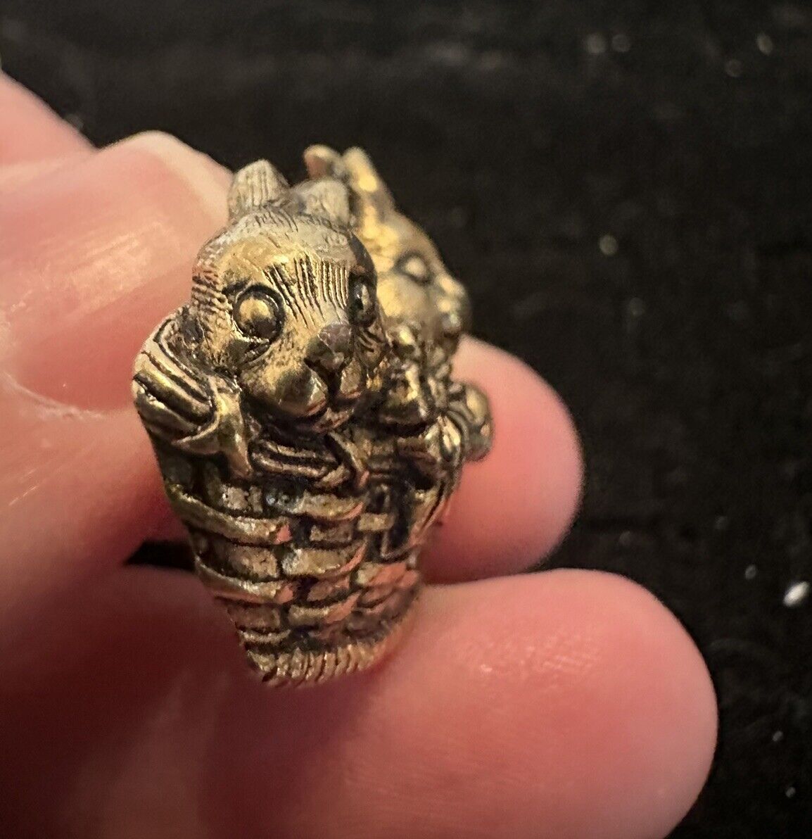 Vintage Bunny Rabbit Basket Brooch Pin Avon Basket of Love Goldtone Easter