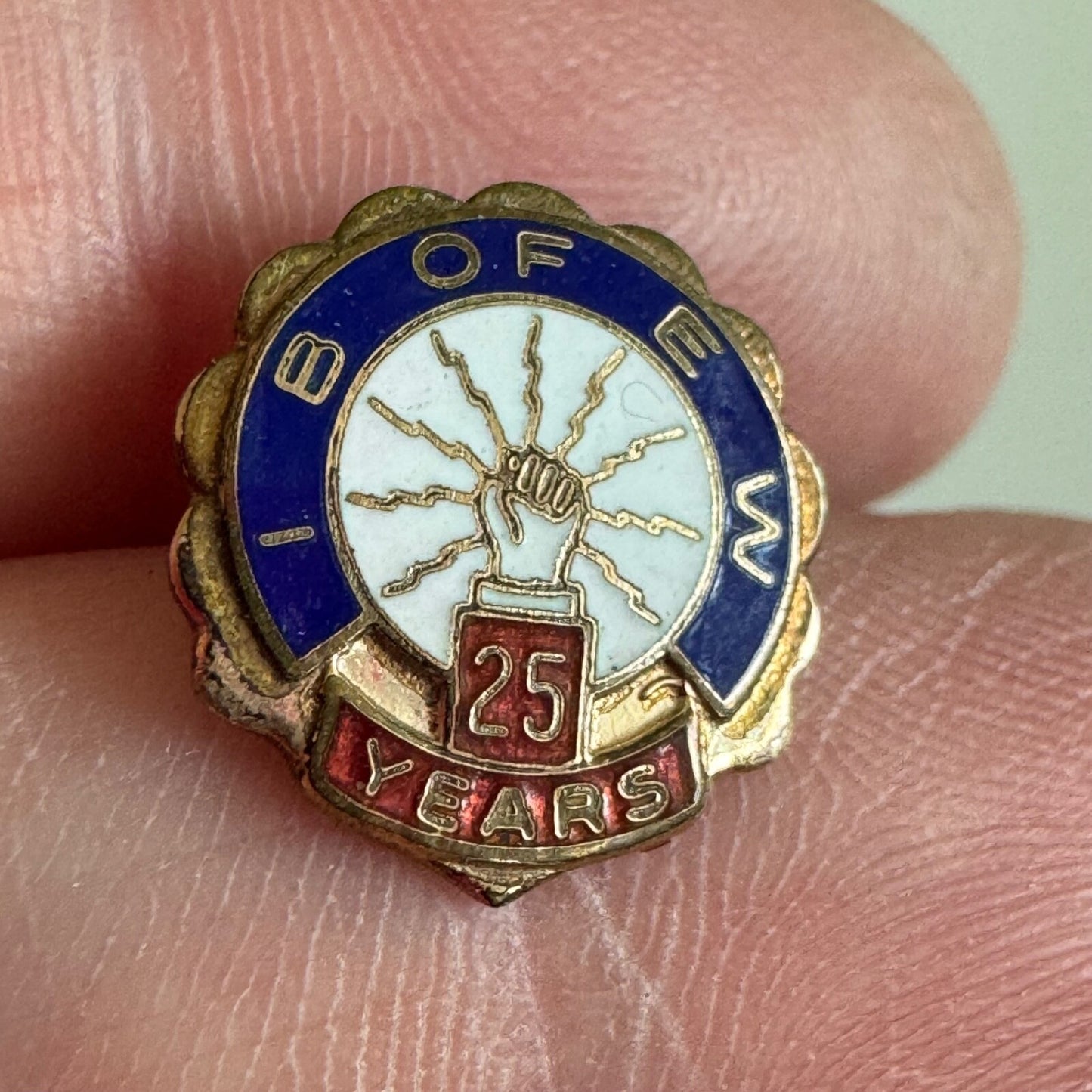Vtg IB of EW IBEW 25 Years Lapel Pin Tie Tack Electrical Workers Union Tie Tack