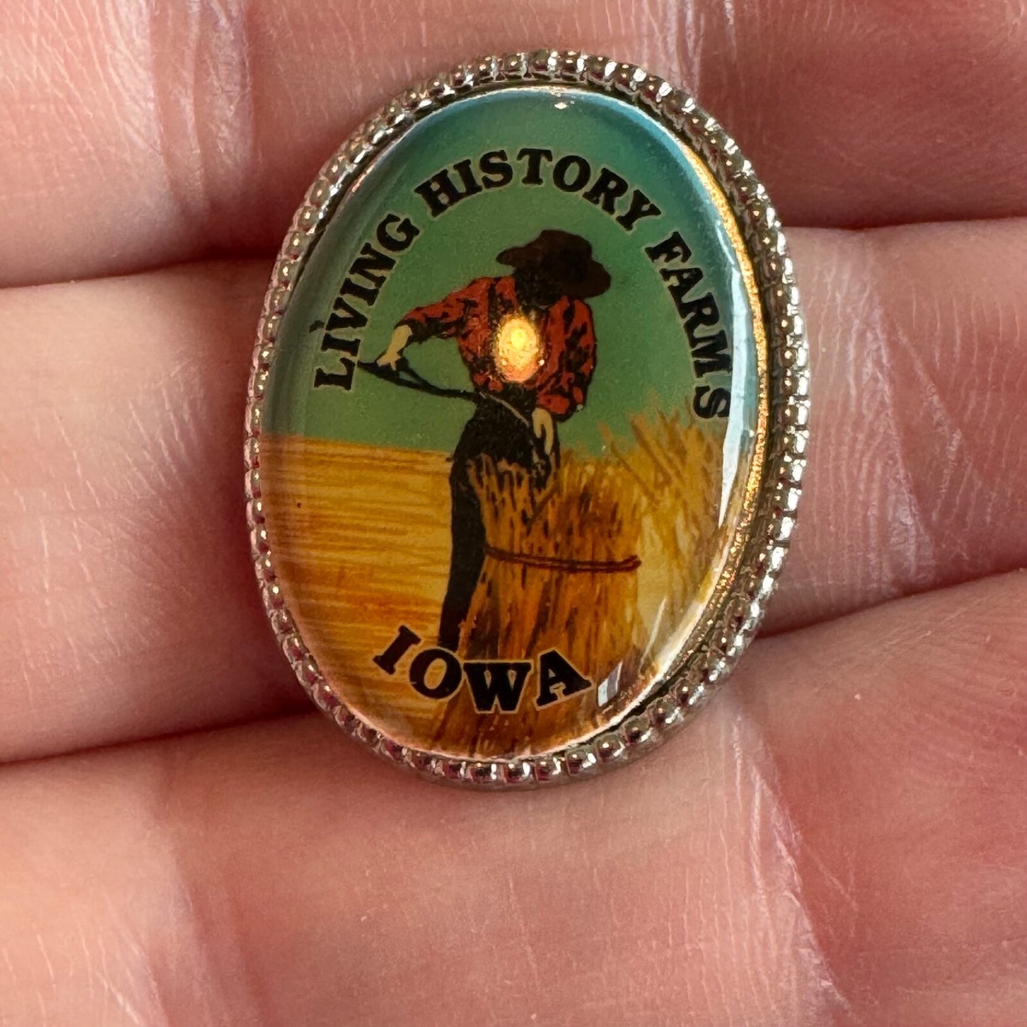 Vintage Living History Farms Iowa Souvenir Tourist Lapel Pin