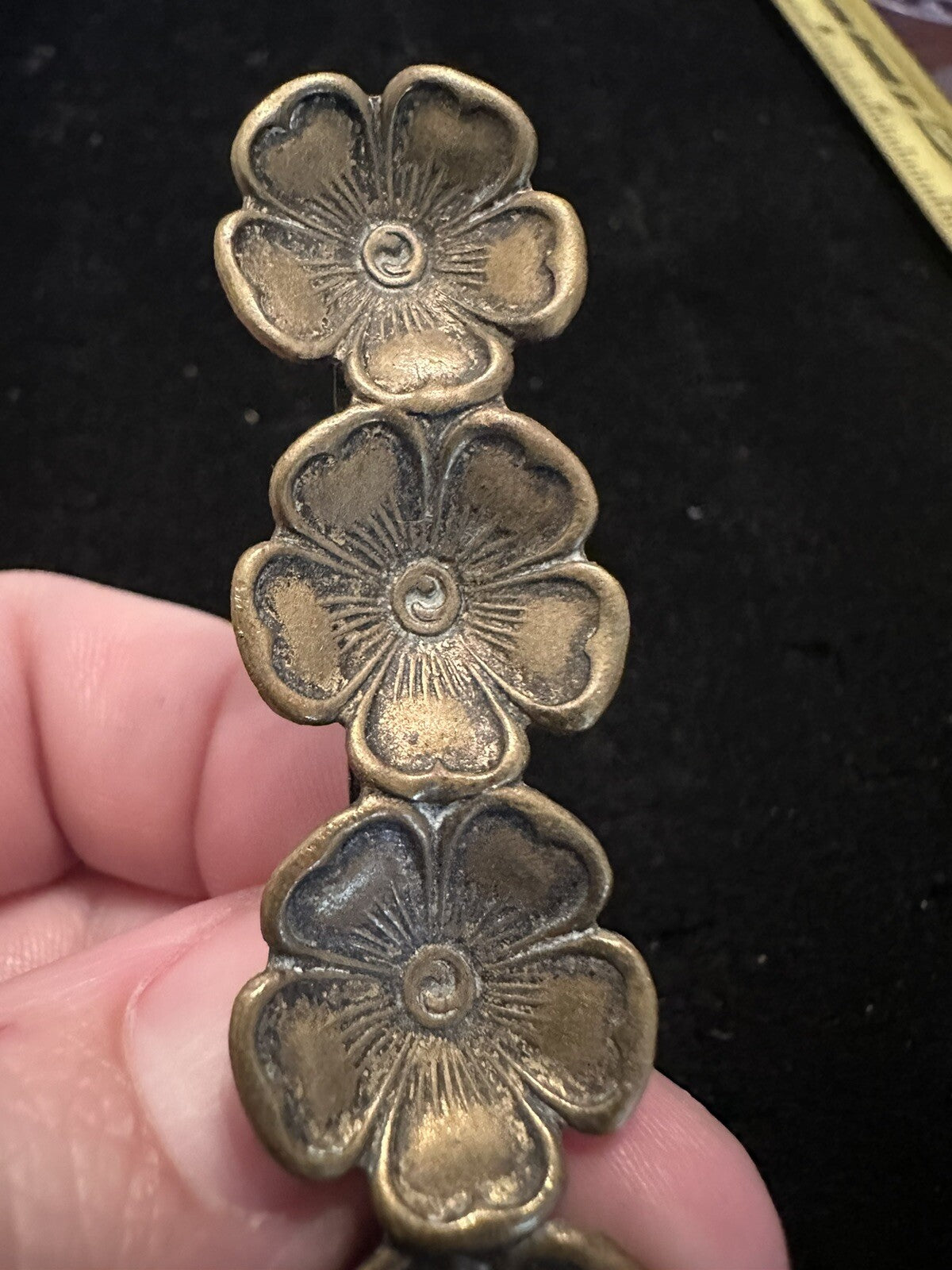 Antique Victorian Art Nouveau Forget Me Not Bar Brooch Pin Beautiful Patina!