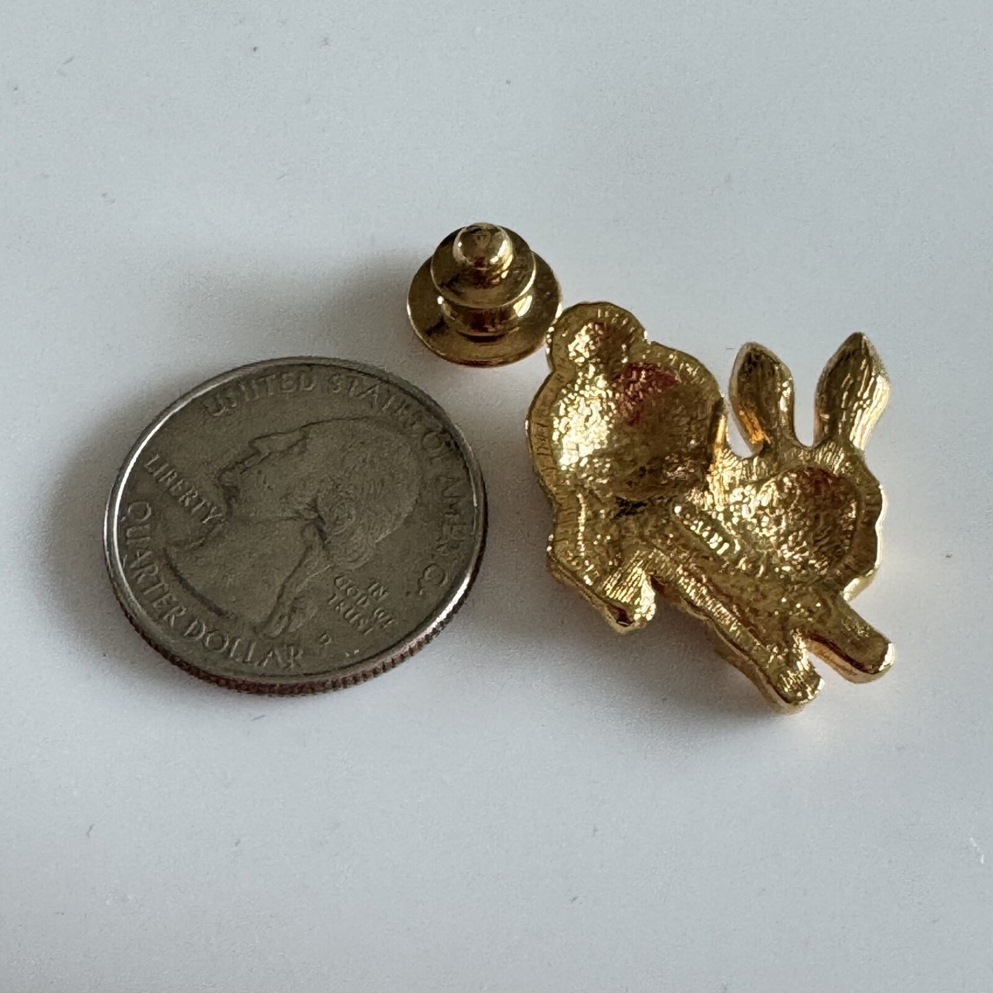 Vintage Pave Rhinestone Bunny Rabbit Brooch Pin Gold Tone Easter Bunny Tie Tack