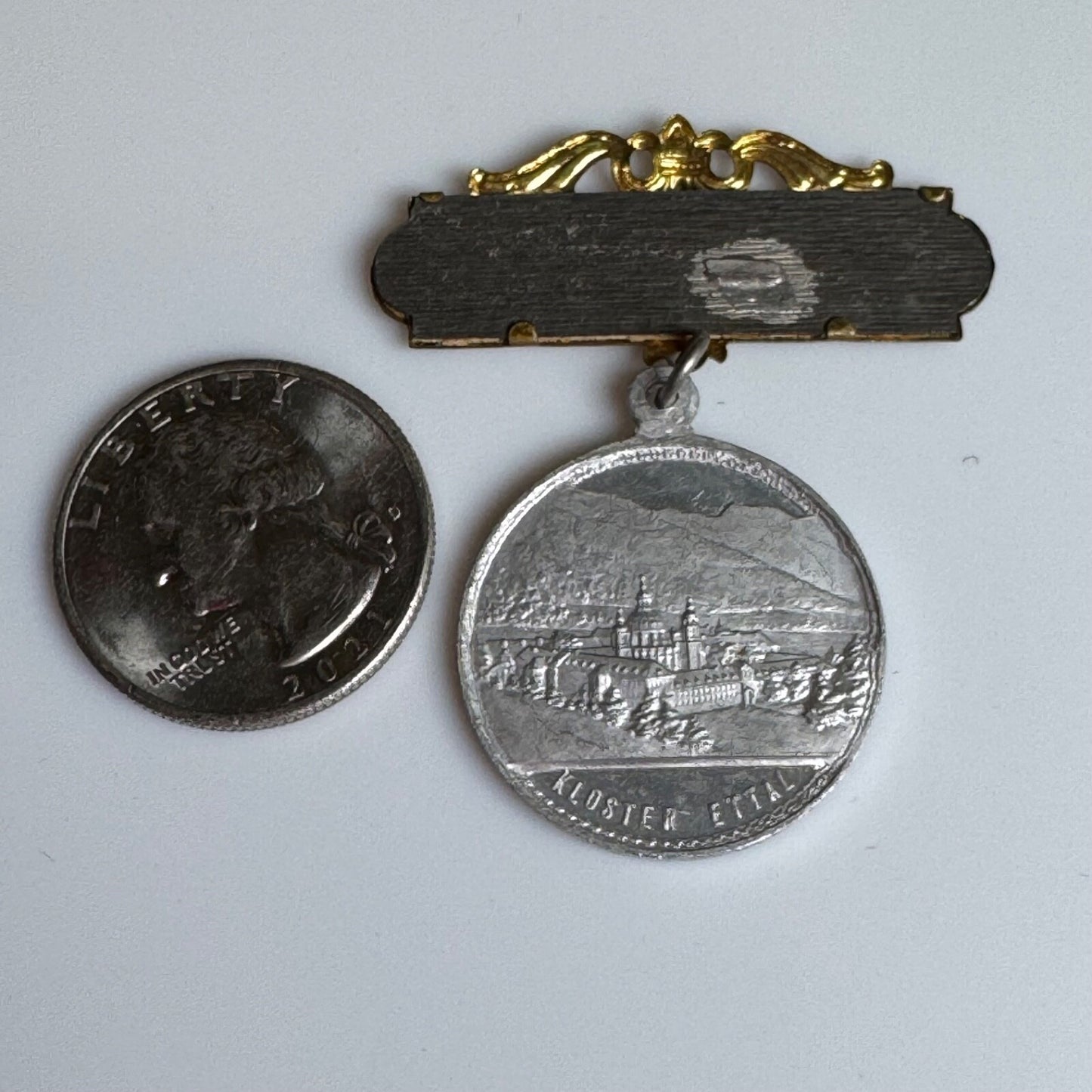 Antique Ettaler Wallfahrt Ettal Abbey Miraculous image Medal Pin Kloster