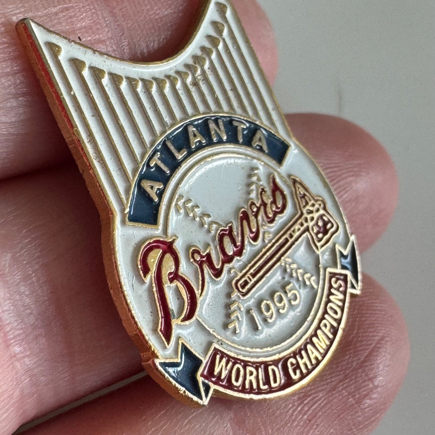 Vintage Atlanta Braves 1995 World Champions Pin – MLB Baseball Emblem