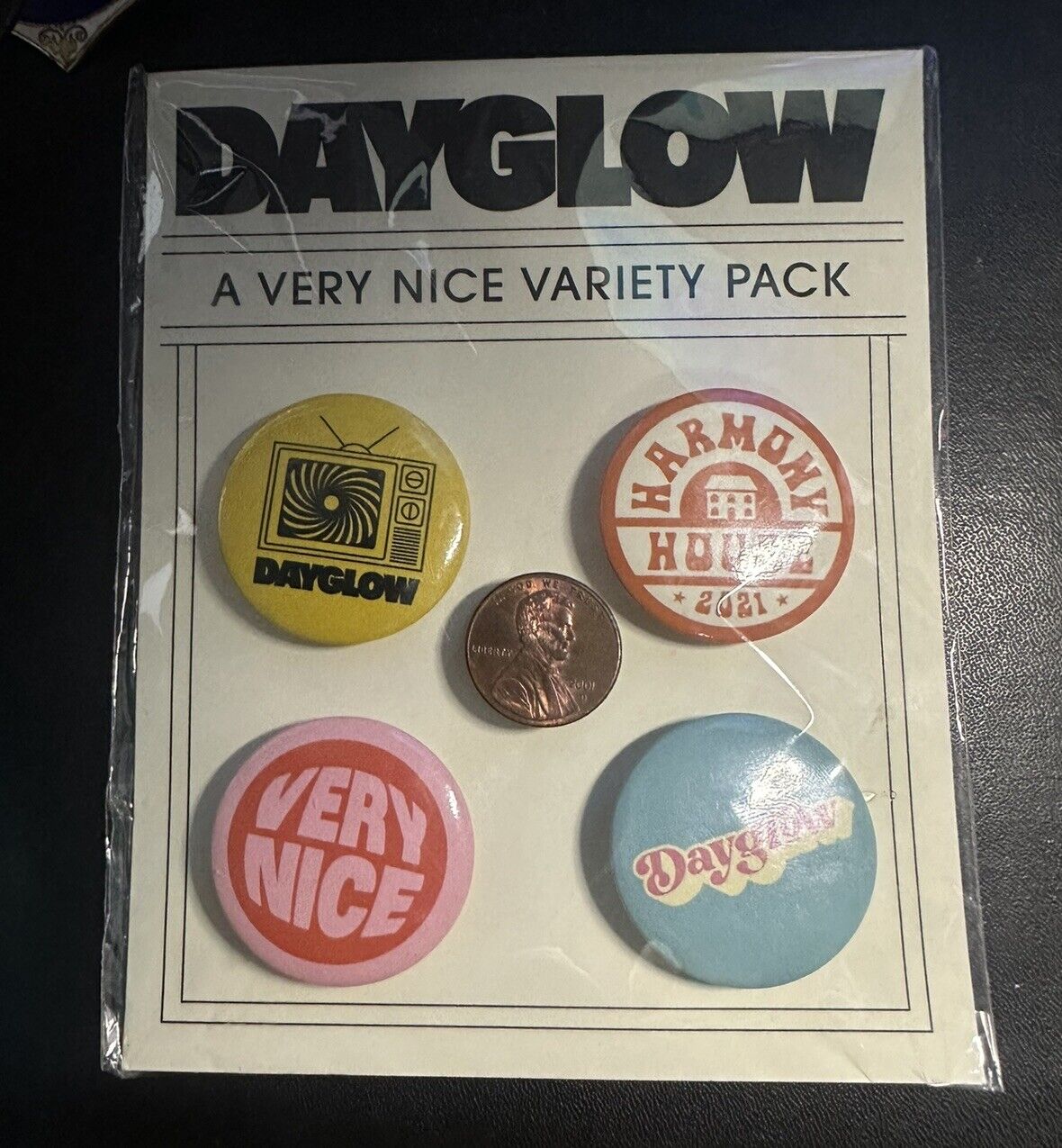 Dayglow Very Nice Variety Pack Harmony House 2021 Pinback Lapel Pin Hat Pin New