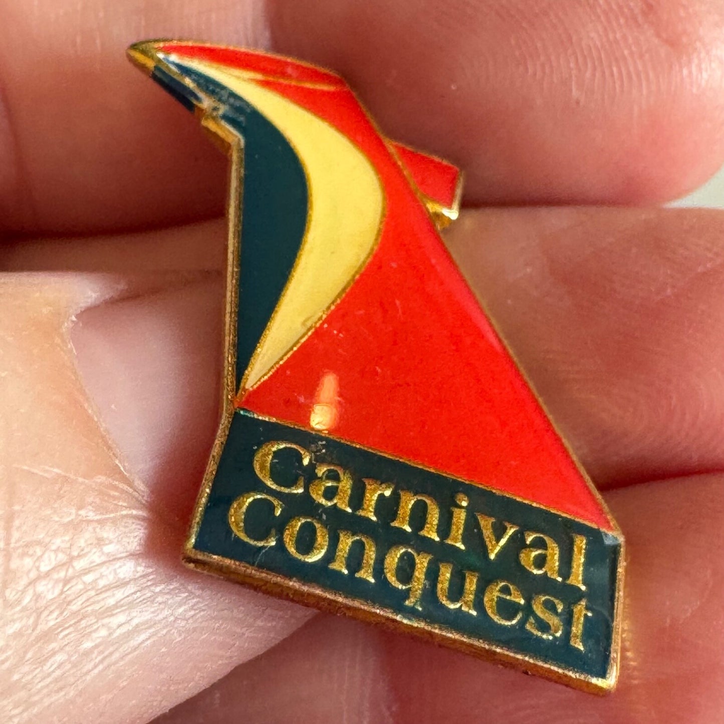 Vintage Carnival Cruises Conquest Tail Fin Lapel Pin