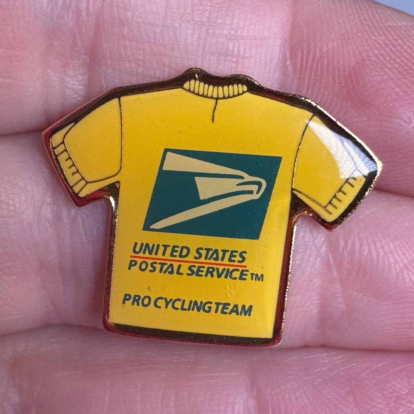 Vintage USPS Pro Cycling Team Yellow Jersey Tour de France Lapel Pin