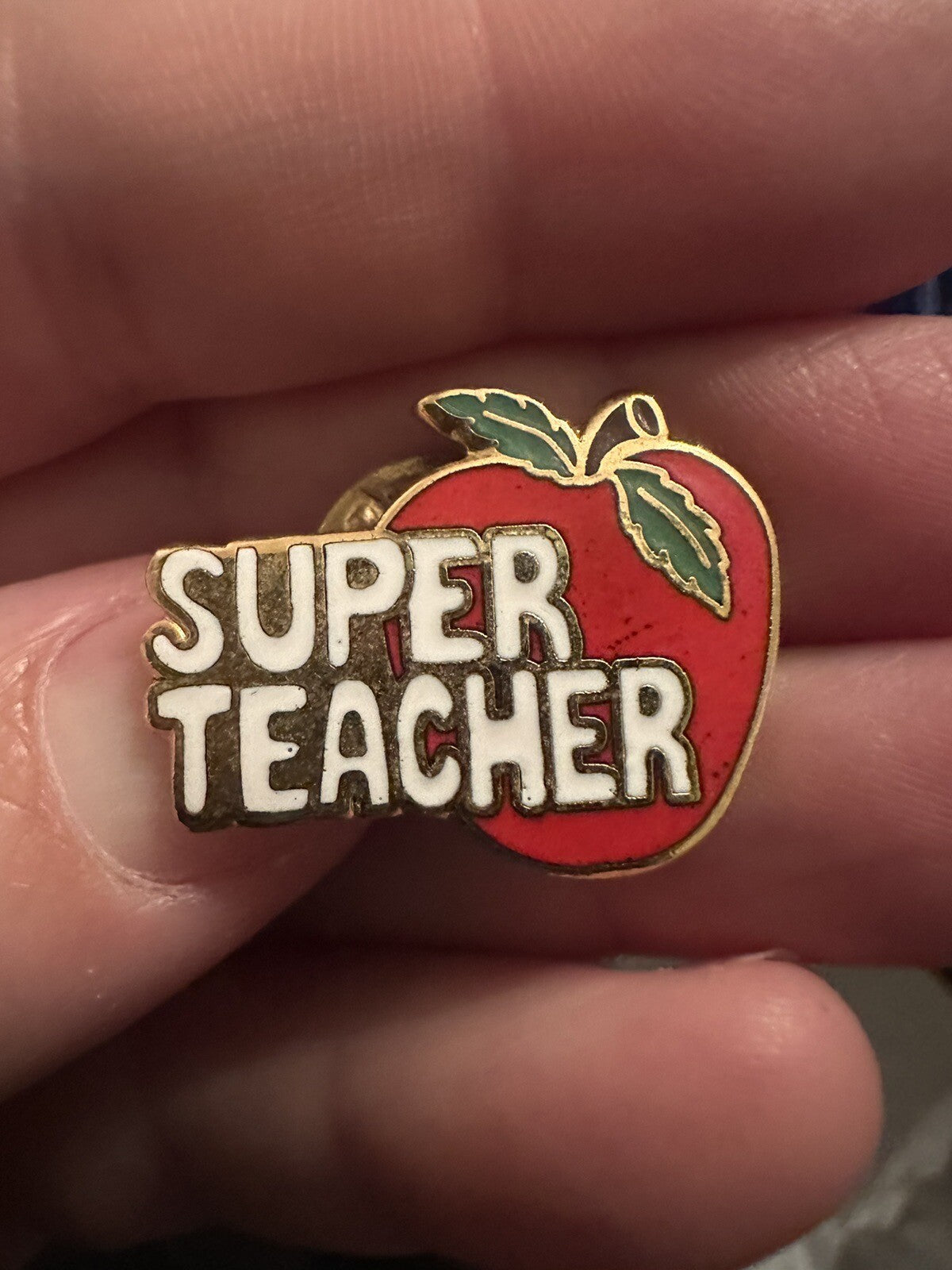 Super Teacher Lapel Pin Red Apple