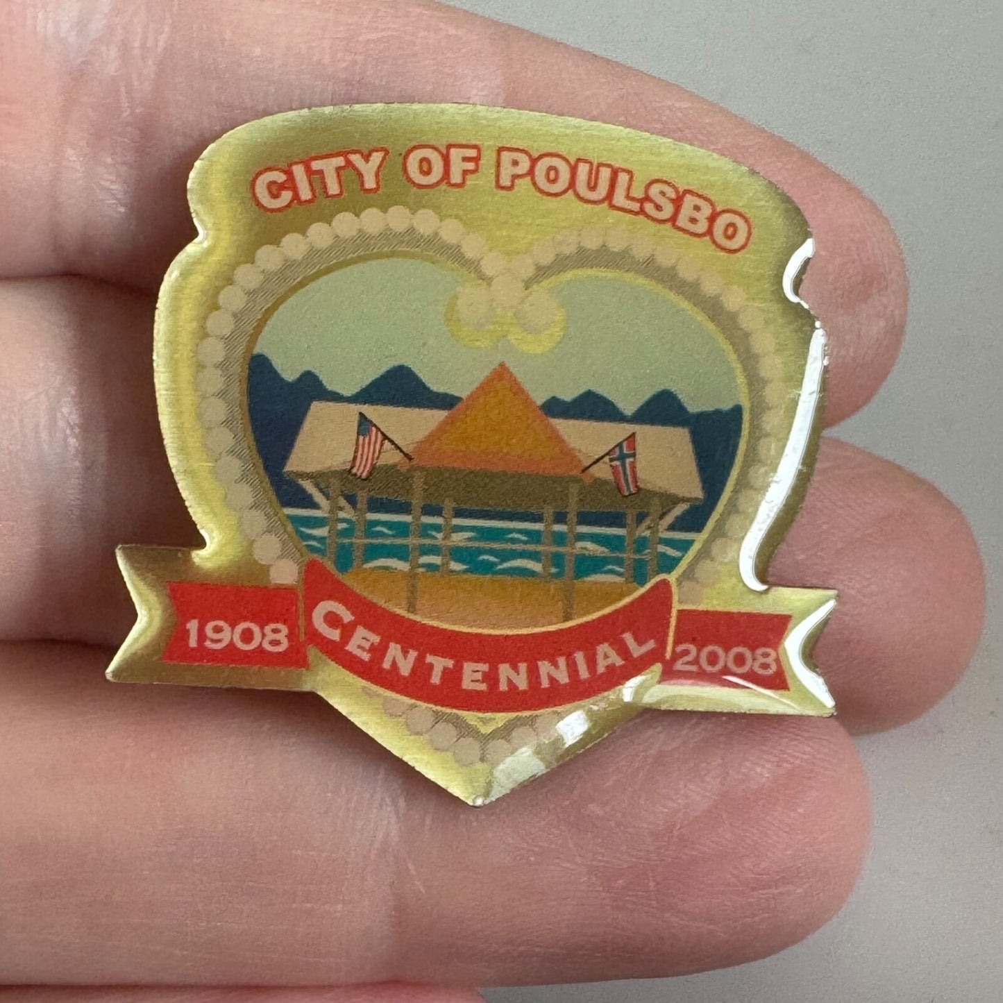 2008 City of Poulsbo Washington Centennial Lapel Pin Little Norway