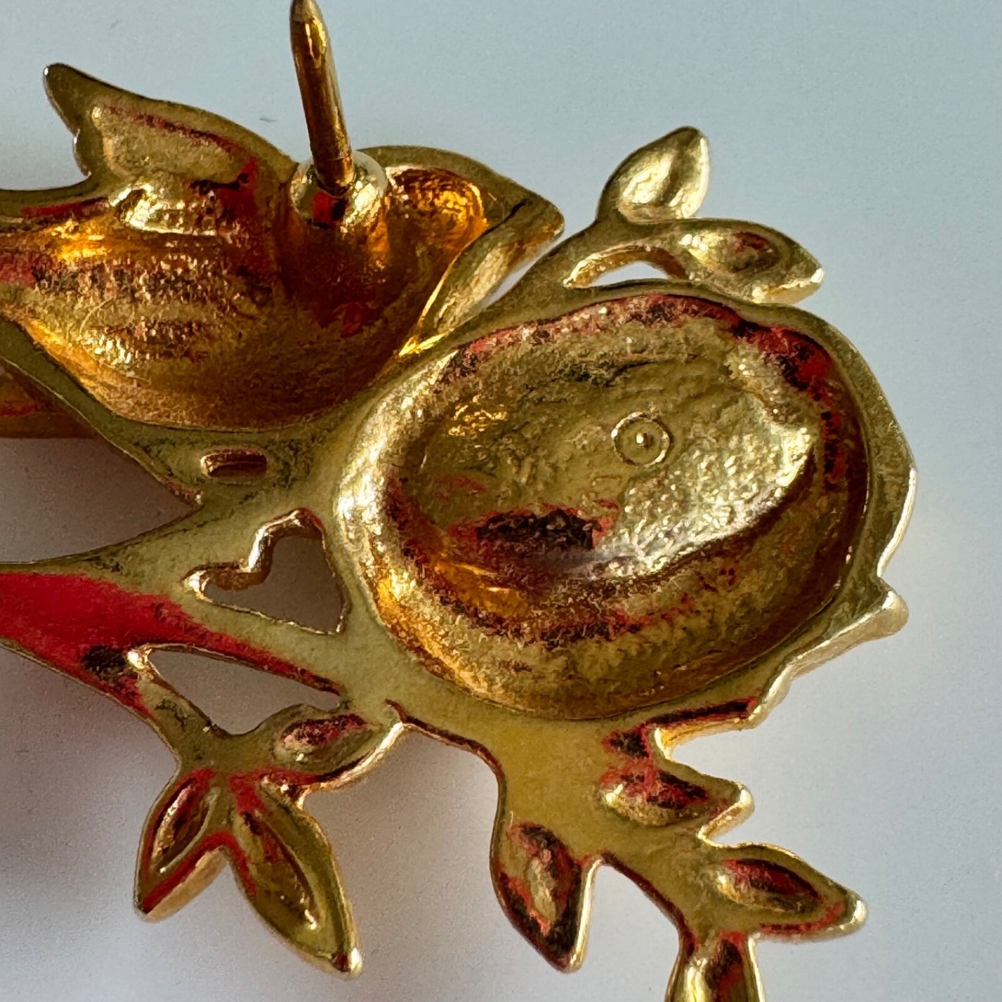 Vintage Avon Mothers Nest Bird Faux Pearl Gold Tone Pin 1991 Three Eggs