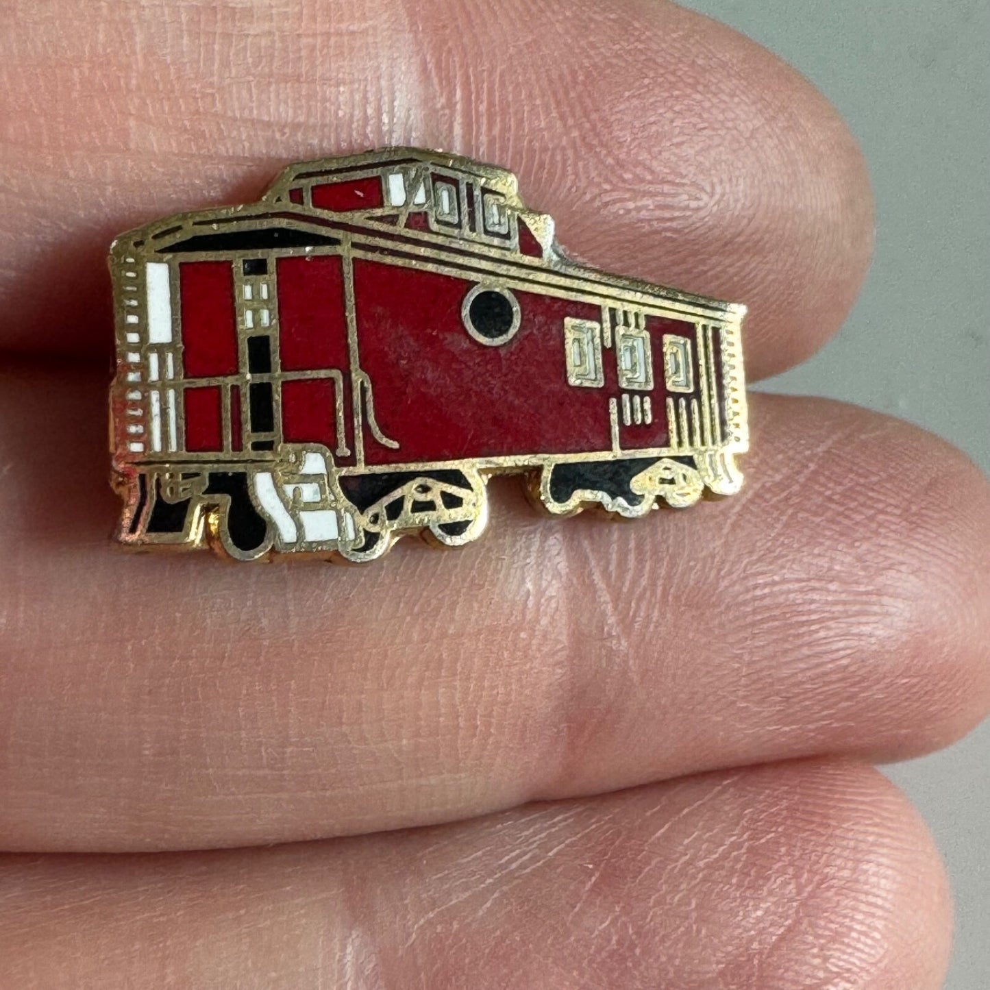 Vintage Red Caboose Lapel Pin Train Railroad