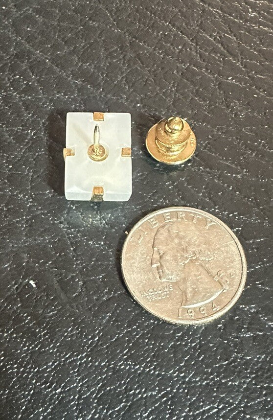 Vintage Avon Lucite White Gift Box Gold Tone Ribbon Bow Lapel Pin Present