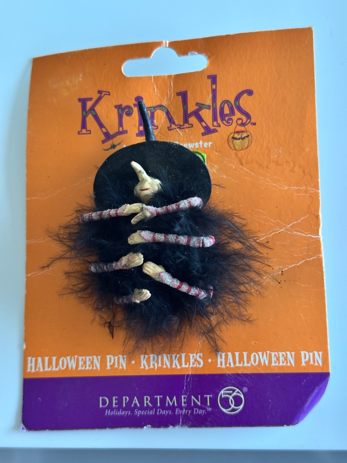 DEPARTMENT 56 KRINKLES BY PATIENCE BREWSTER SPOOKY SPIDER HALLOWEEN LAPEL PIN
