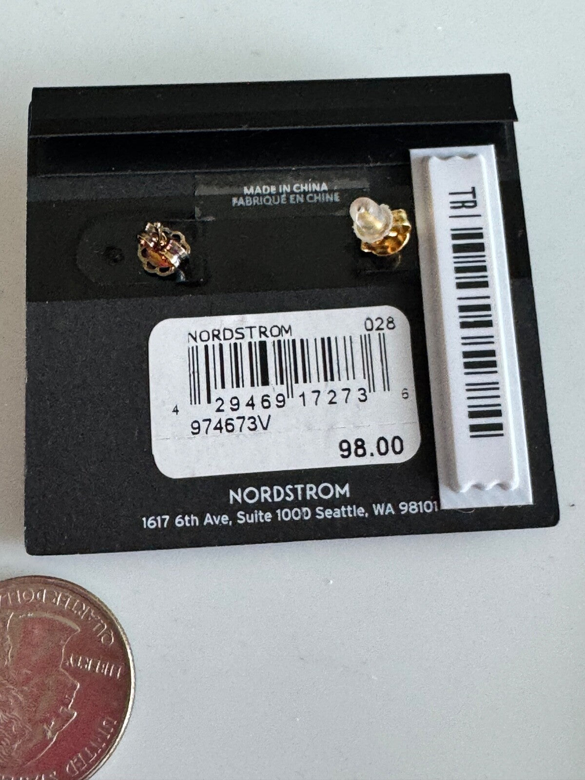 $98 Nordstrom Halo 14K Gold Plated Stud Earrings Sterling Silver Cubic Zirconia