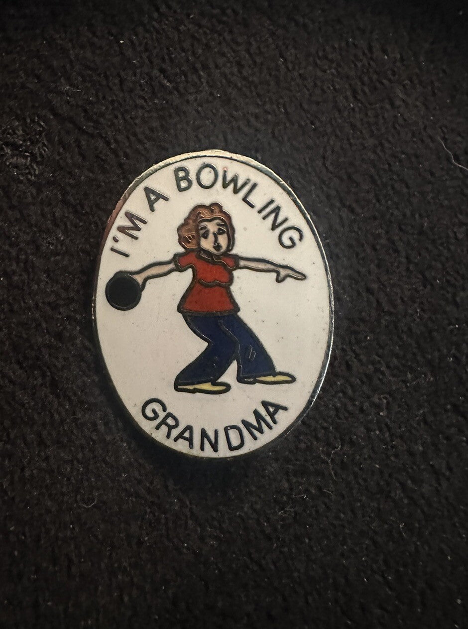IM A BOWLING GRANDMA, Vintage Bowling Lapel Pin