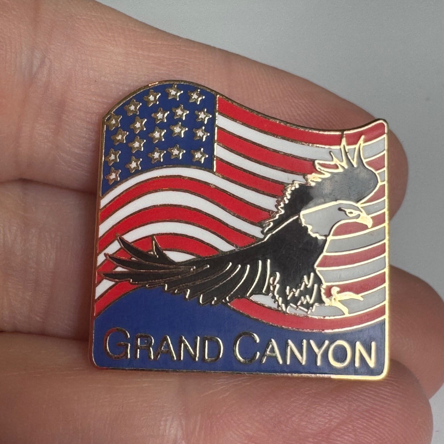 Grand Canyon Bald Eagle United States Flag Lapel Pin American National Park Pin