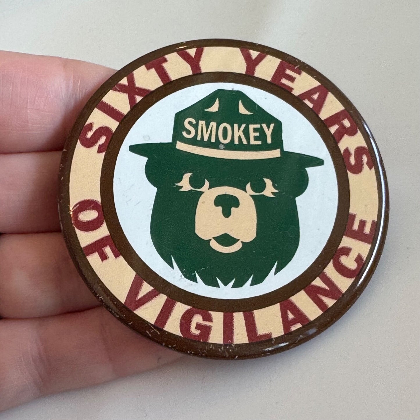60 Years of Vigilance Smokey Bear US Forest Service Lapel Pin