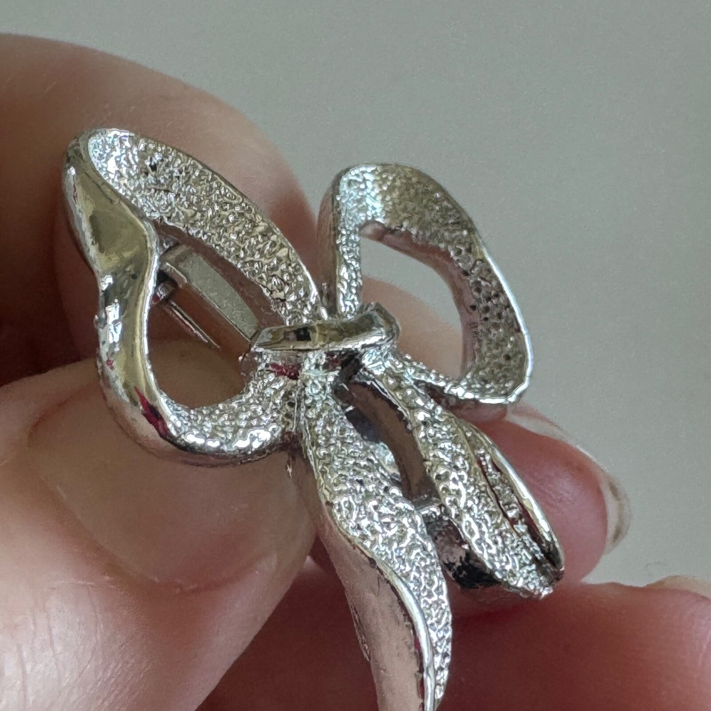 Vintage Gerry's Silver Tone Bow Brooch Pin