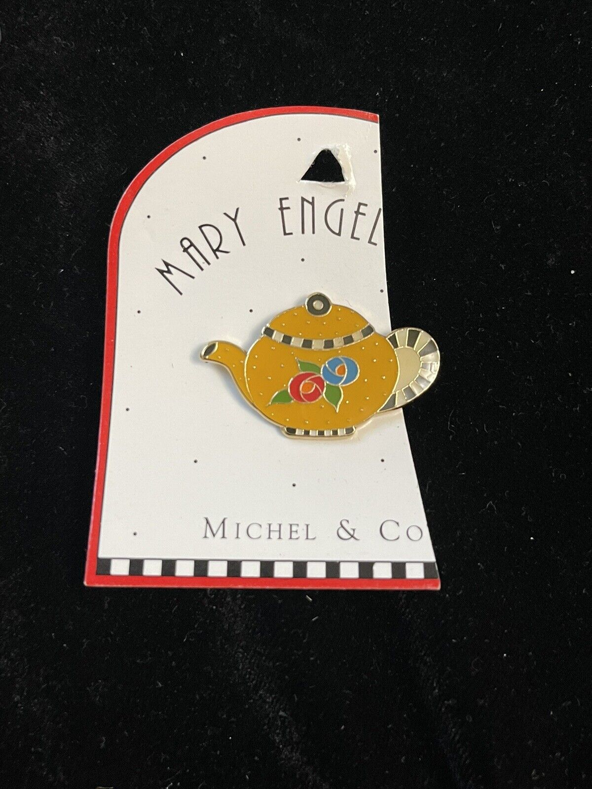 Mary Engelbreit Teapot Pin Michel & Co Teapot Lapel Pin Hat Tac Yellow