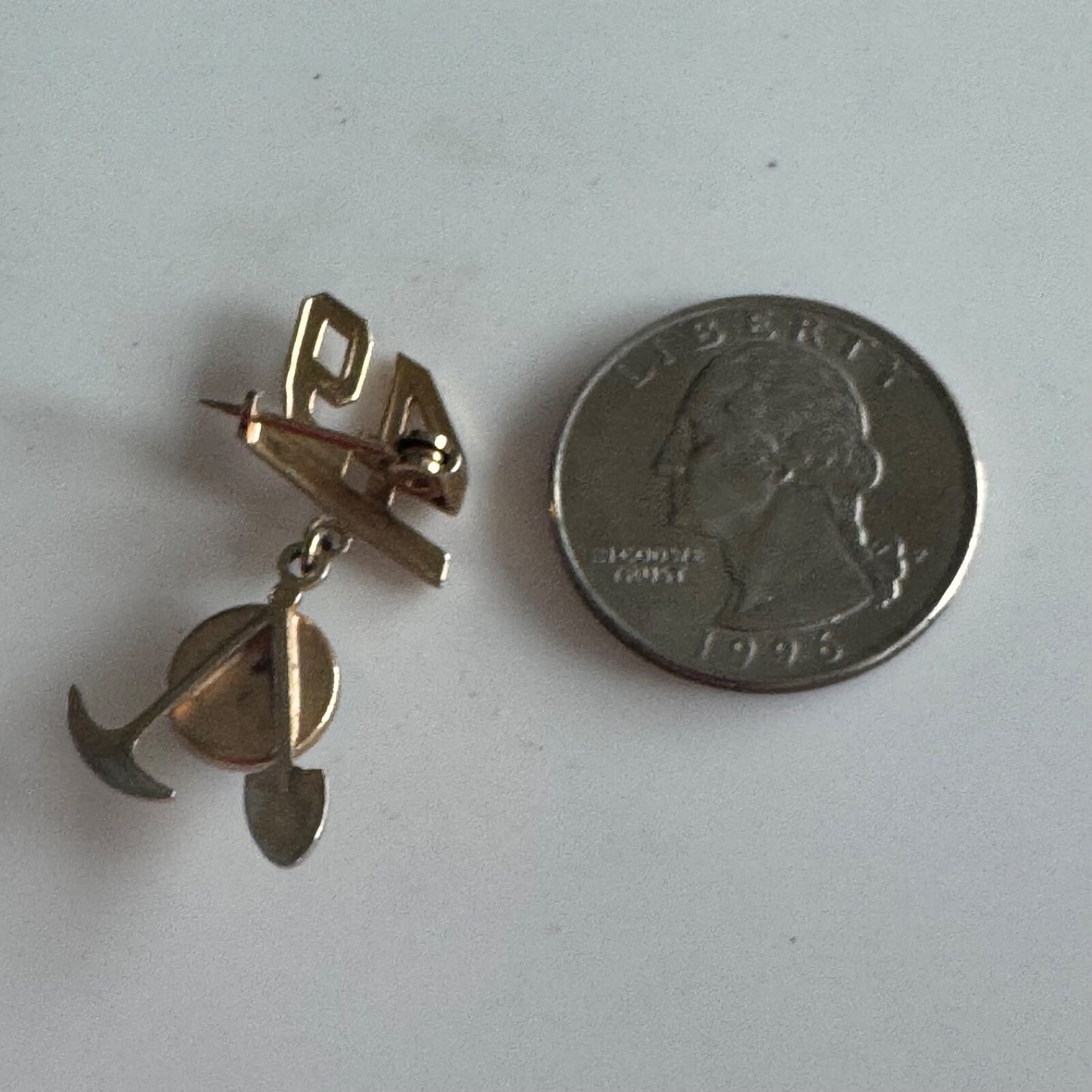 Vintage 49 49er Miner Pick Axe Shovel Mining for Gold Lapel Pin Dangle Brooch