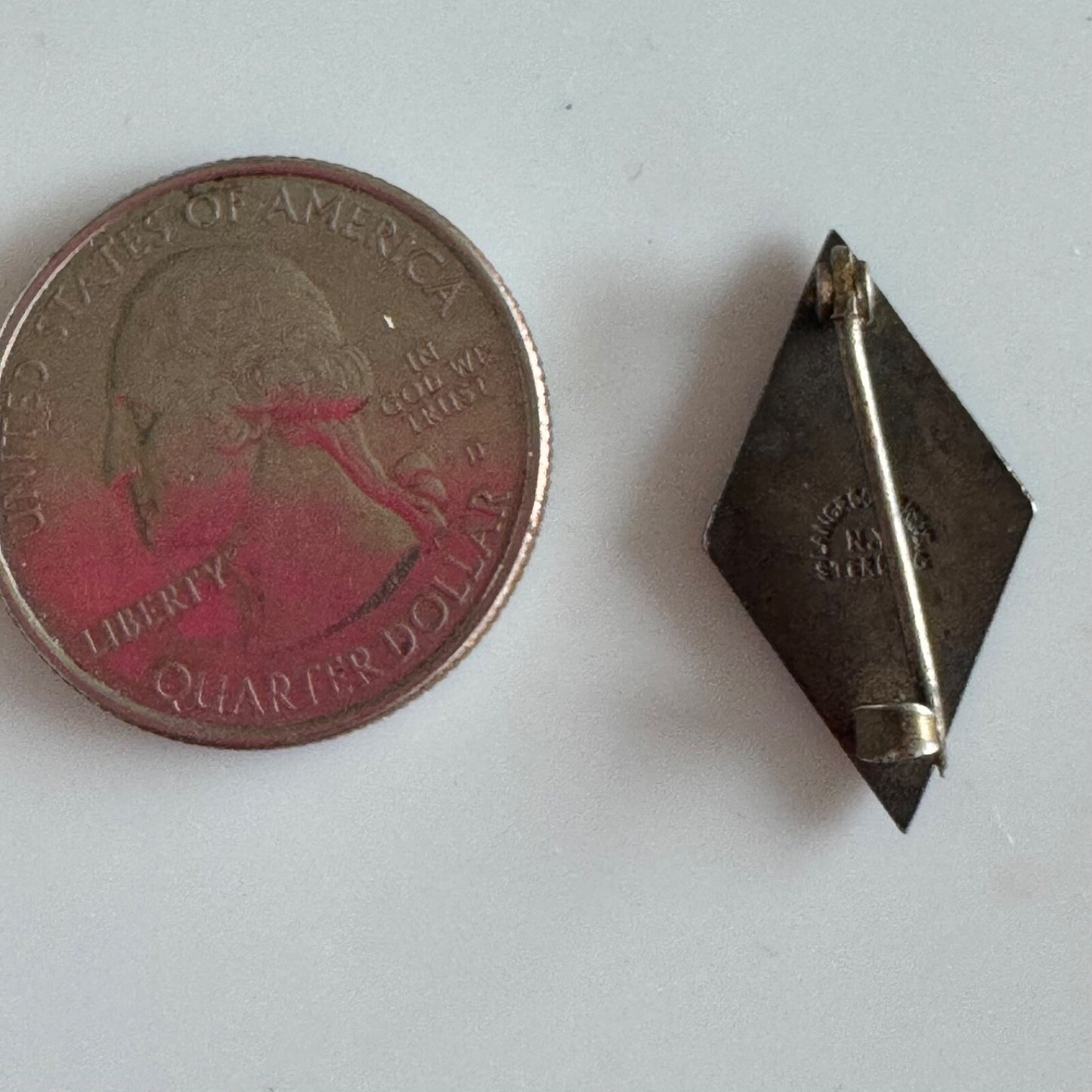 Antique Sterling Silver SHS High School Lapel Pin Black Enamel