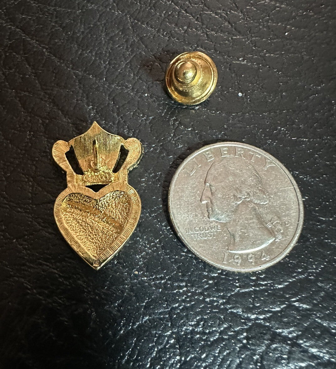 Avon 1994 Crown of Hearts Mom Gold Tone Lapel Tac Pin Mother's day