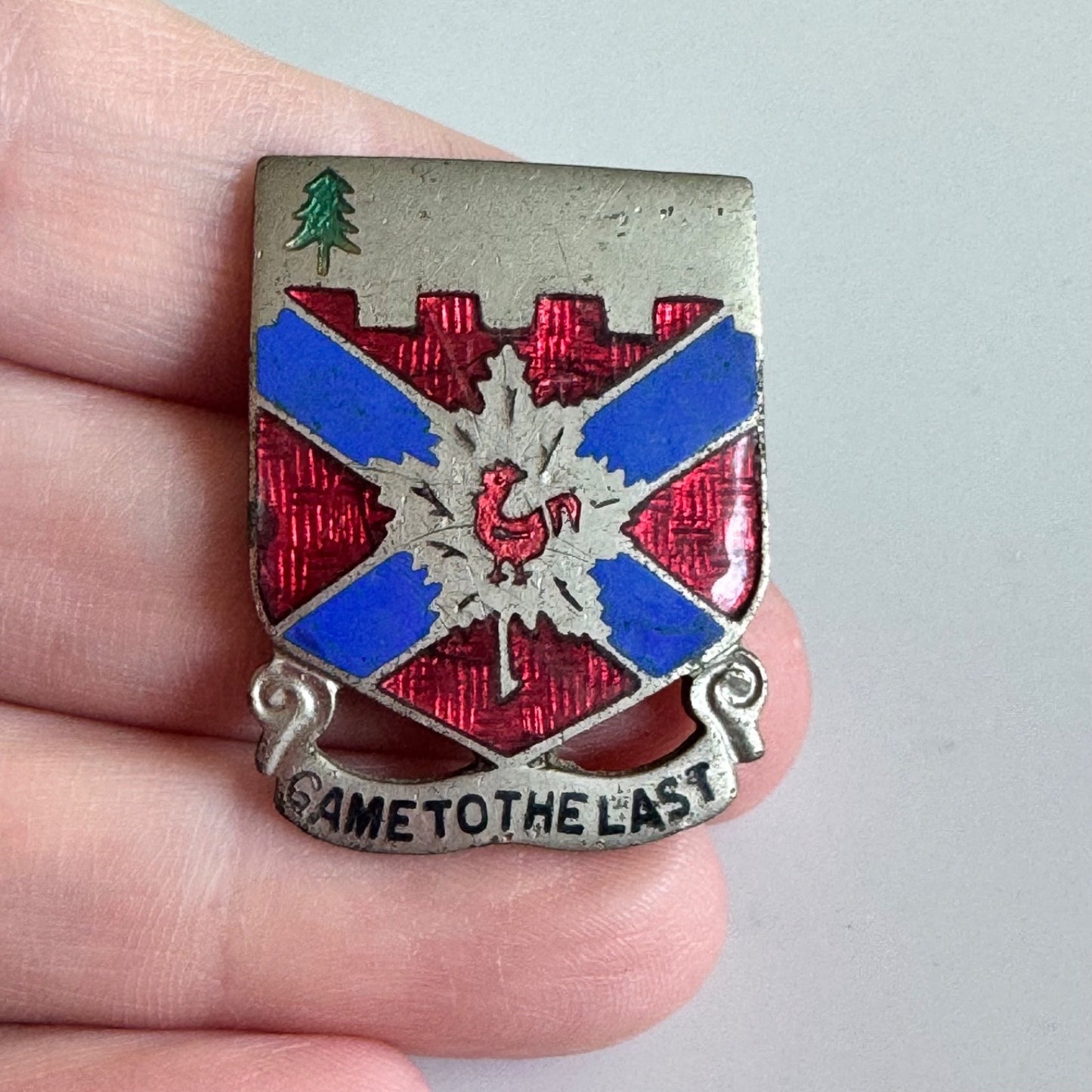 WW2 US ARMY MILITARY 243RD COAST ARTILLERY DI DUI CREST SCREW BACK PIN BADGE