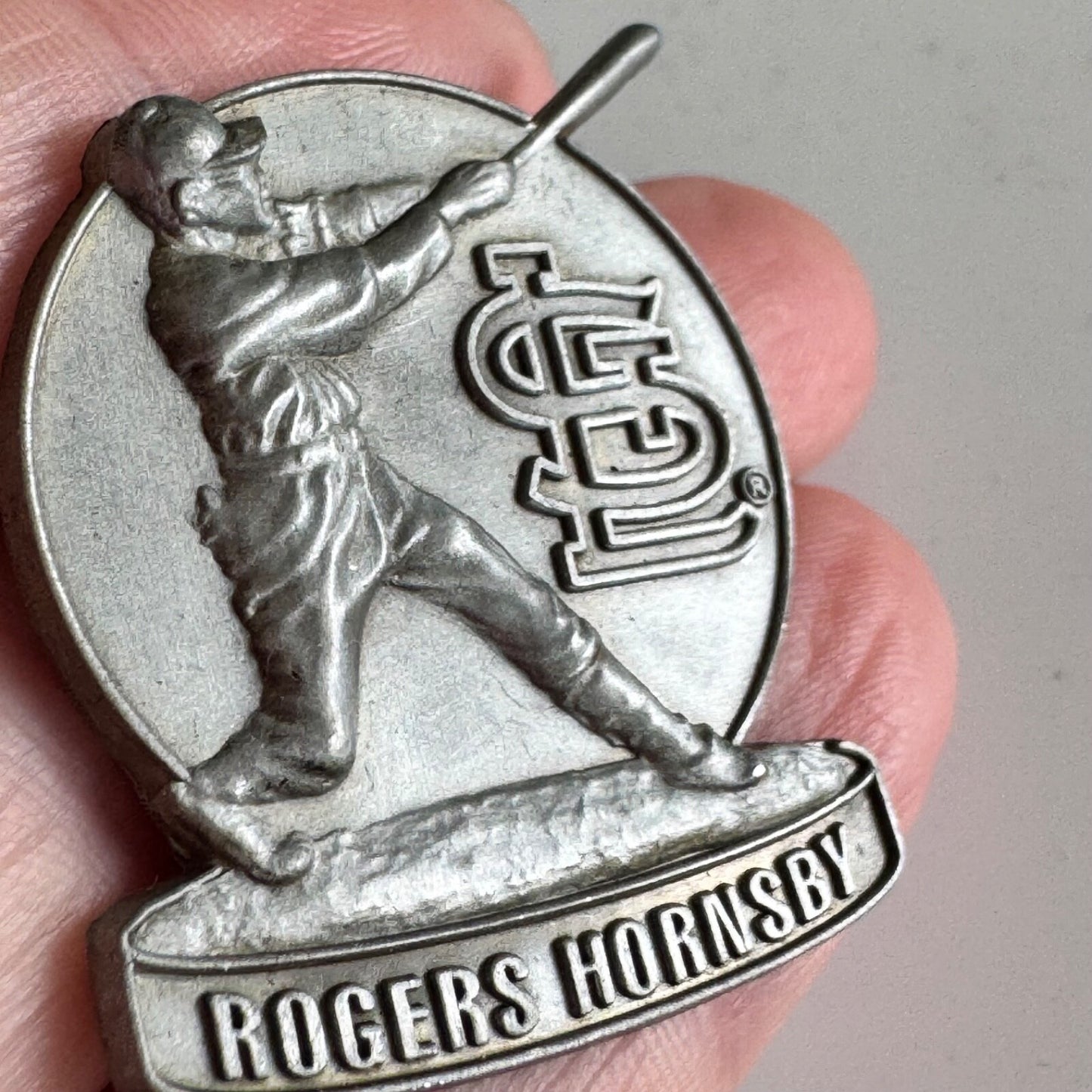 Vintage Rogers Hornsby St. Louis Cardinals Pin – Pewter MLB Statue Legend Badge