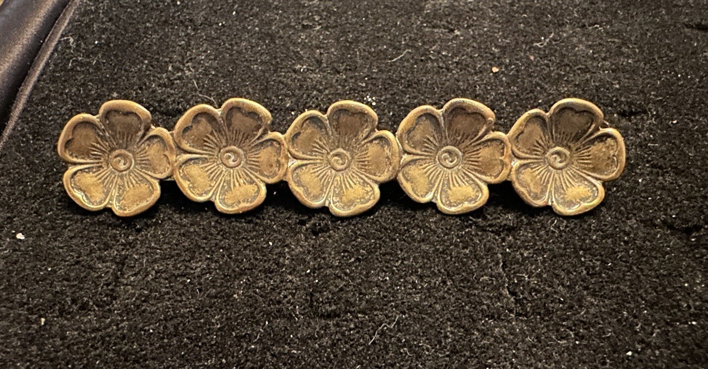 Antique Victorian Art Nouveau Forget Me Not Bar Brooch Pin Beautiful Patina!