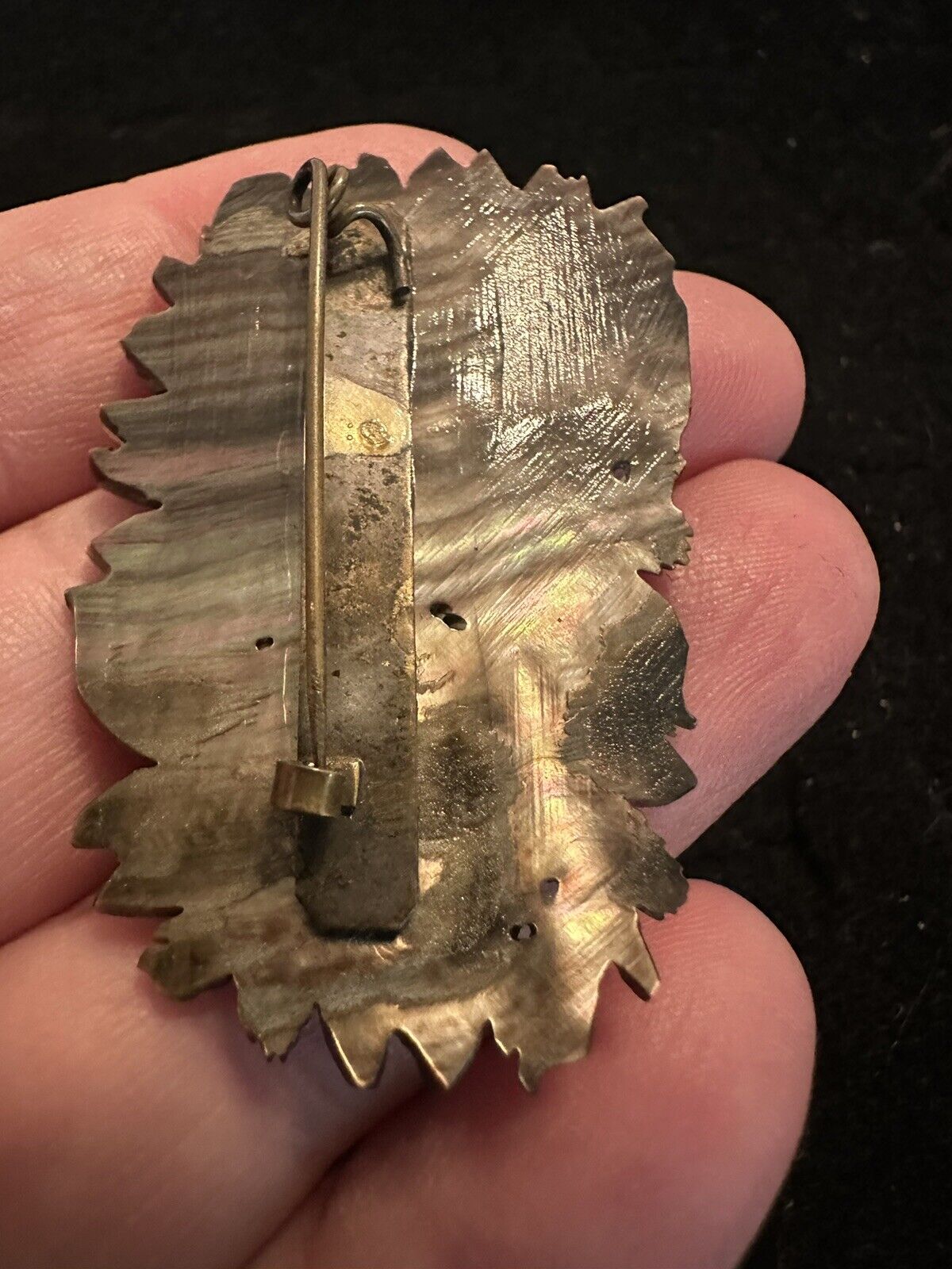 Antique Mother Of Pearl Carved Floral Victorian Brooch Pin - Stunning - Estate