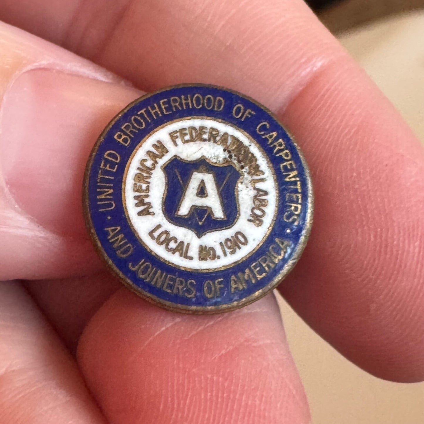 Vtg United Brotherhood of Carpenters and Joiners of America Local 1910 Pin RARE