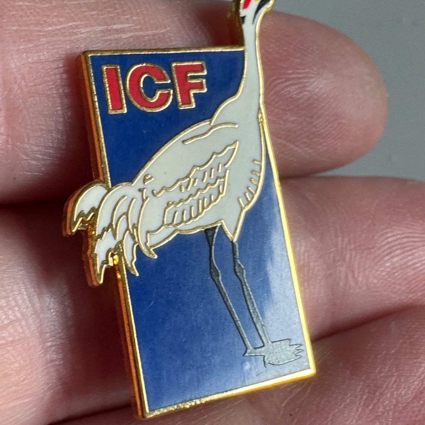 Vintage International Crane Foundation ICF Lapel Pin