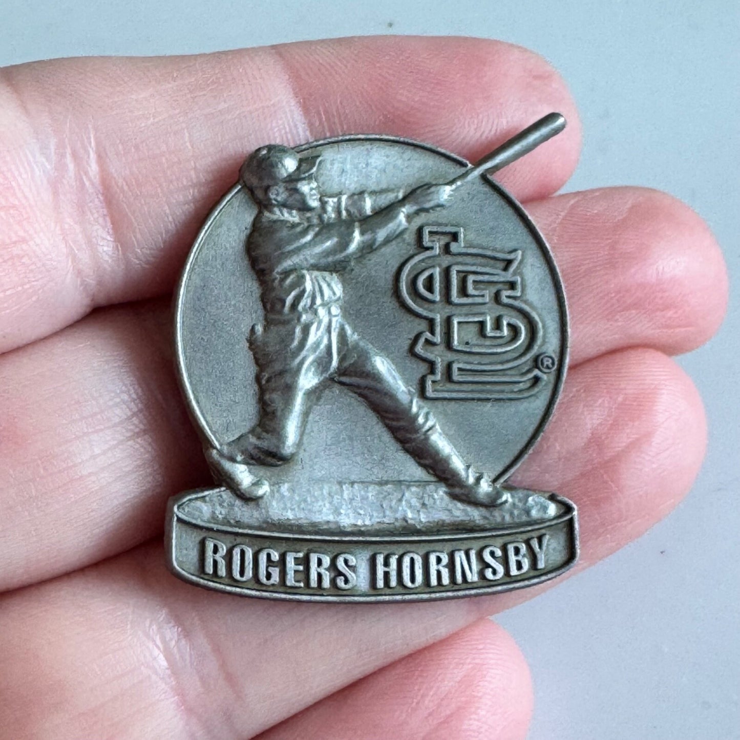 Vintage Rogers Hornsby St. Louis Cardinals Pin – Pewter MLB Statue Legend Badge