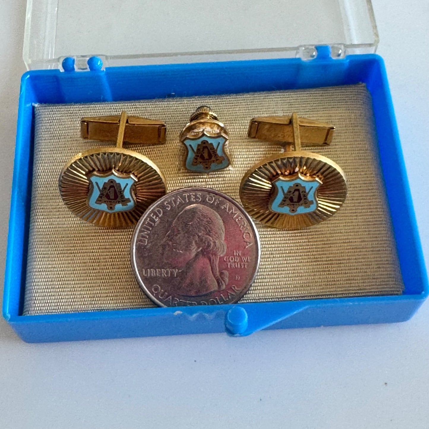 Vtg United Brotherhood of Carpenters UBC Union Cuff Links and Tie Pin Set