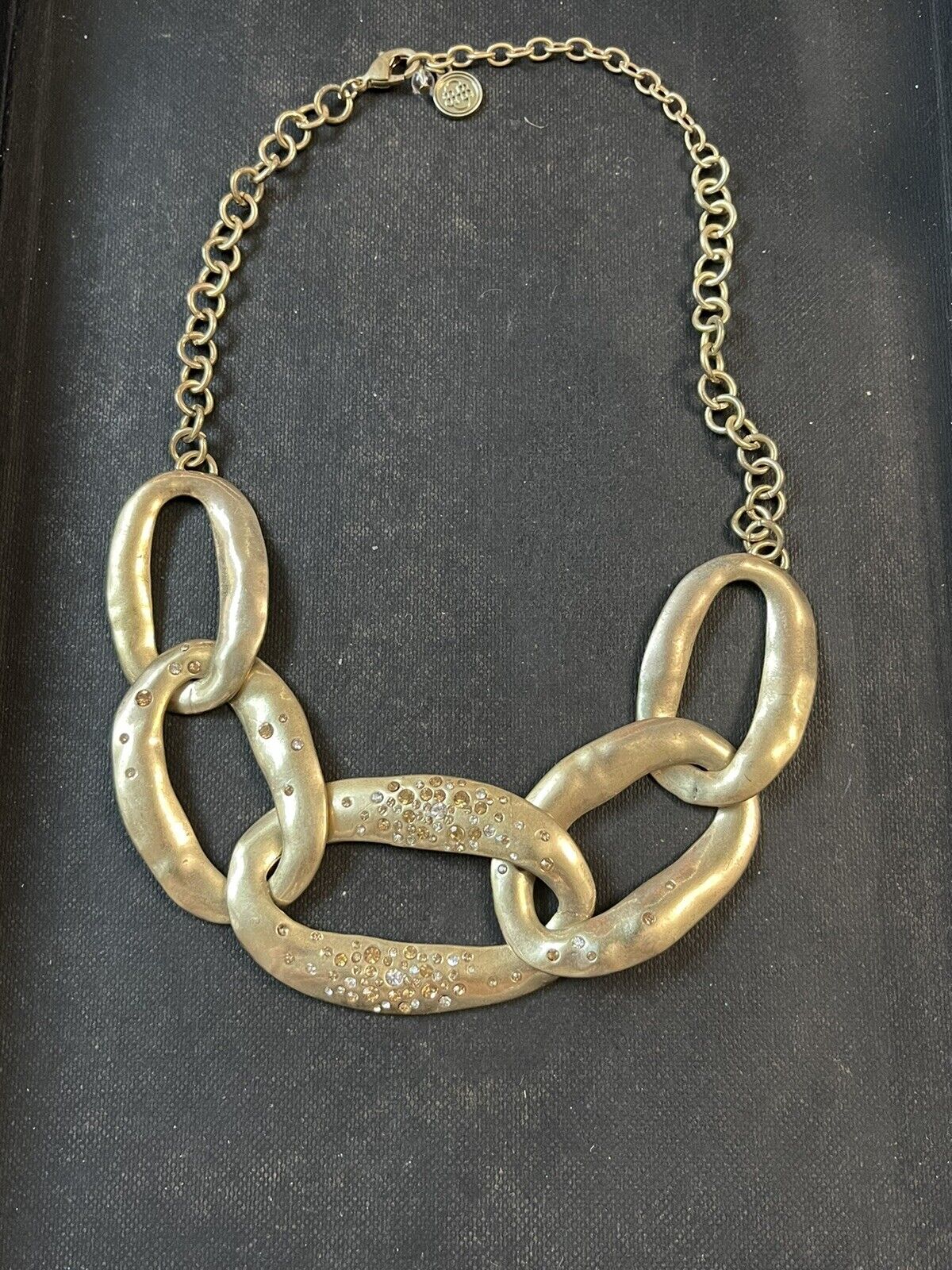 Dana Buchman Crystal Link Statement Necklace Gold-tone 19”