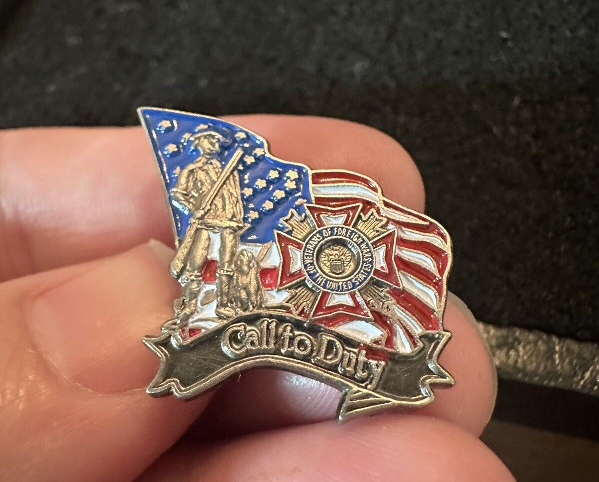 VFW Call To Duty - Minuteman Flag Lapel Pin Veterans Of Foreign Wars