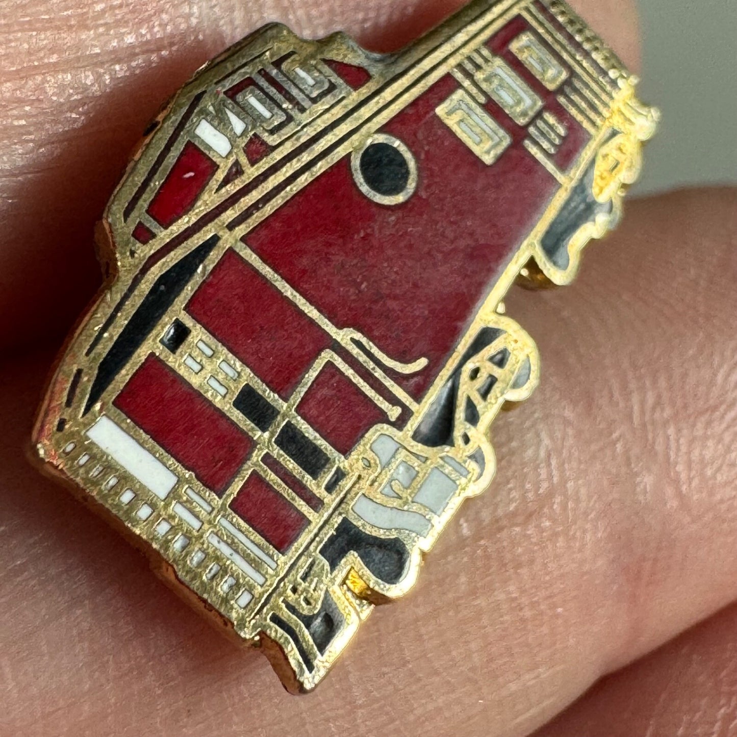 Vintage Red Caboose Lapel Pin Train Railroad