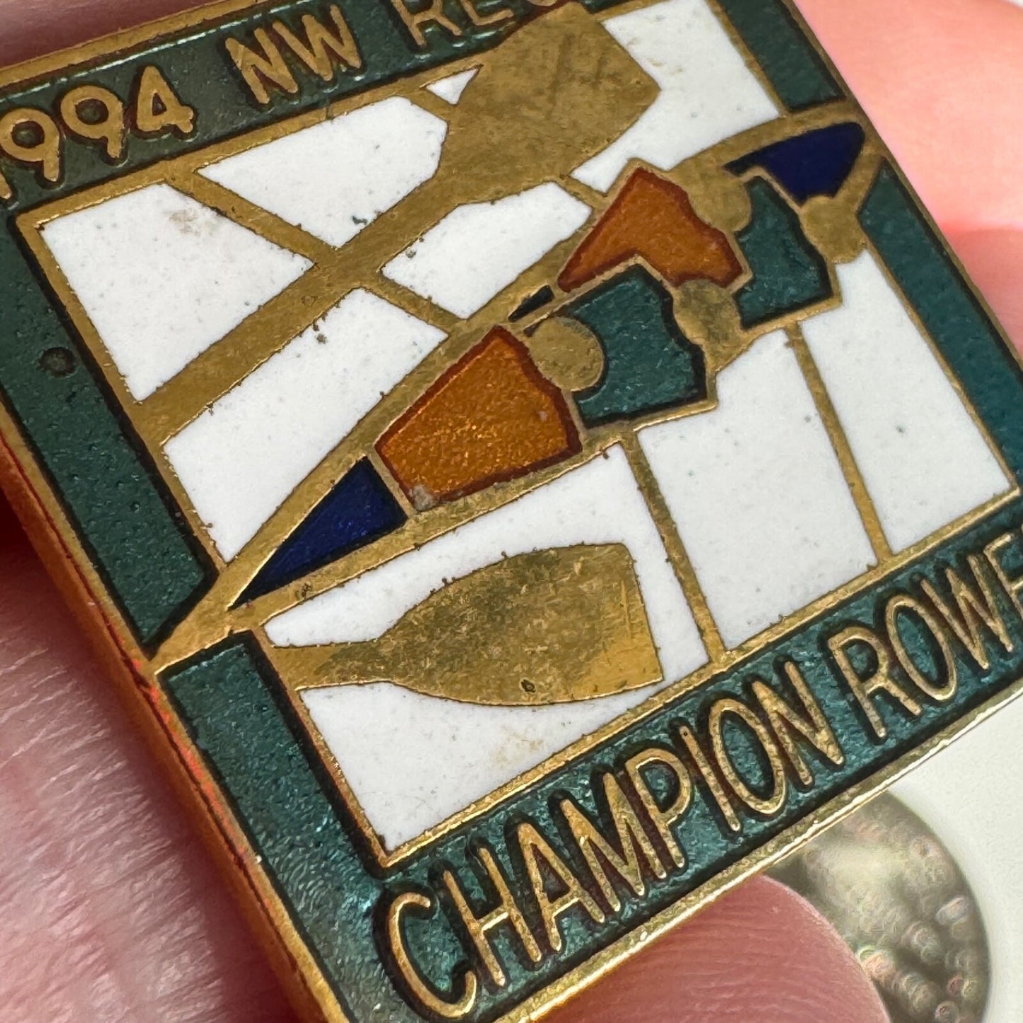 Vintage 1994 NW Region Champion Rower Lapel Pin Rowing Crew Regatta