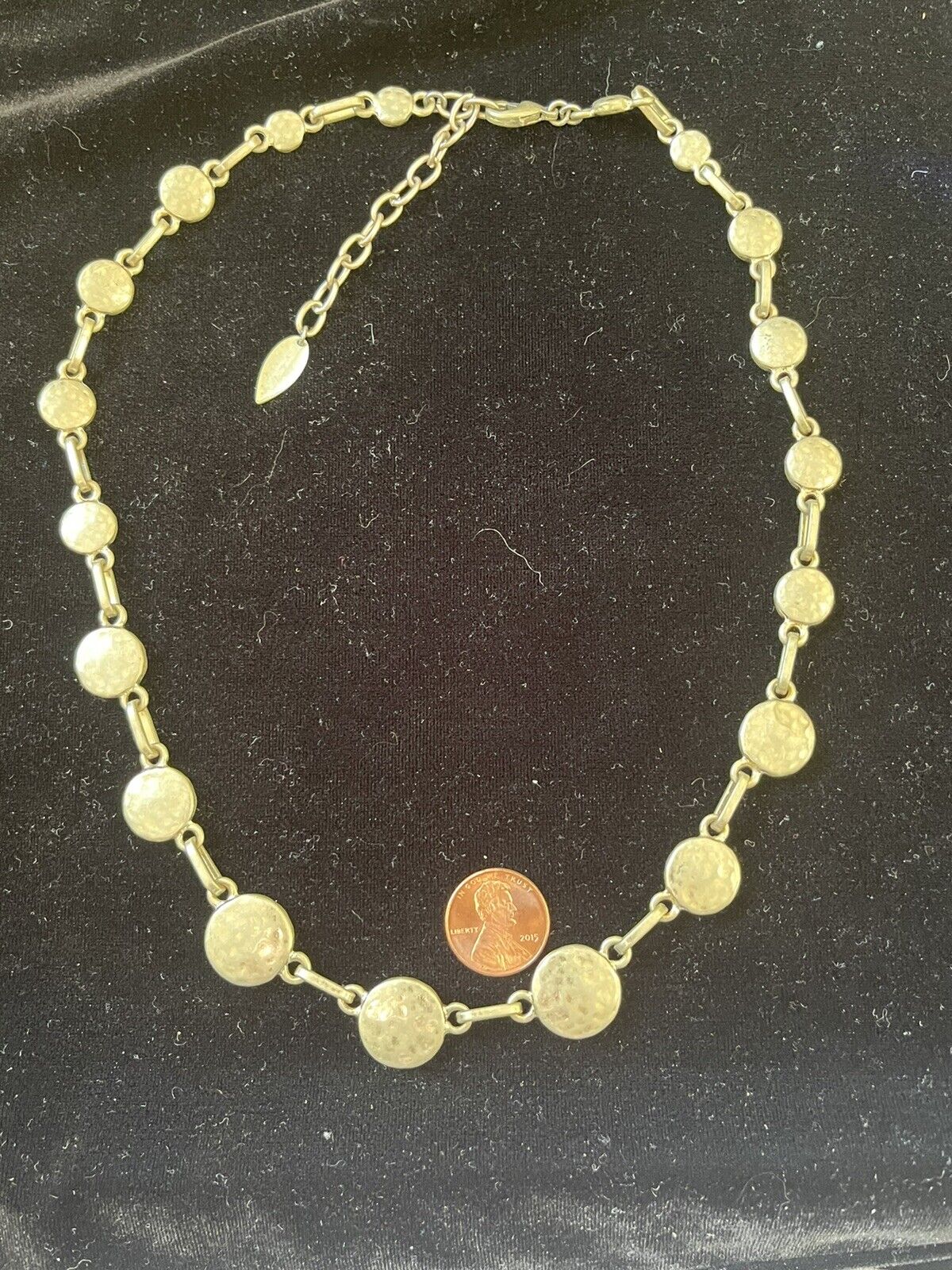 COLDWATER CREEK 24" Muted Goldtone Oval Link Chain Statement Necklace Rhinestone