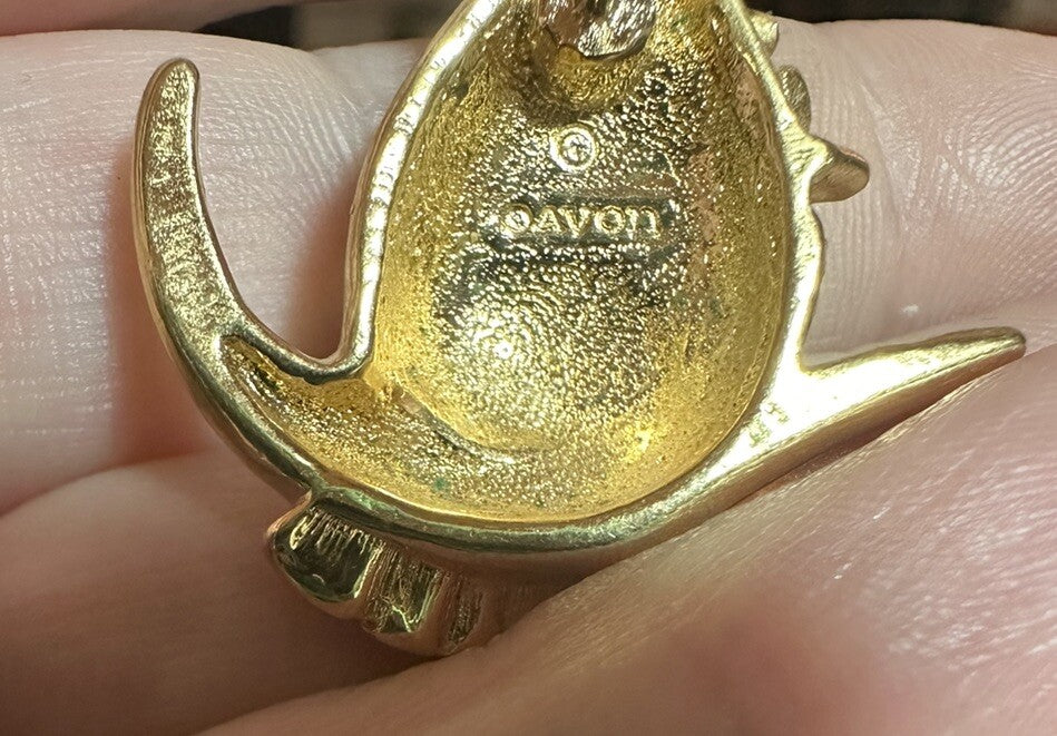 Vintage Avon Gold Tone Crystal Kangaroo Pin Brooch