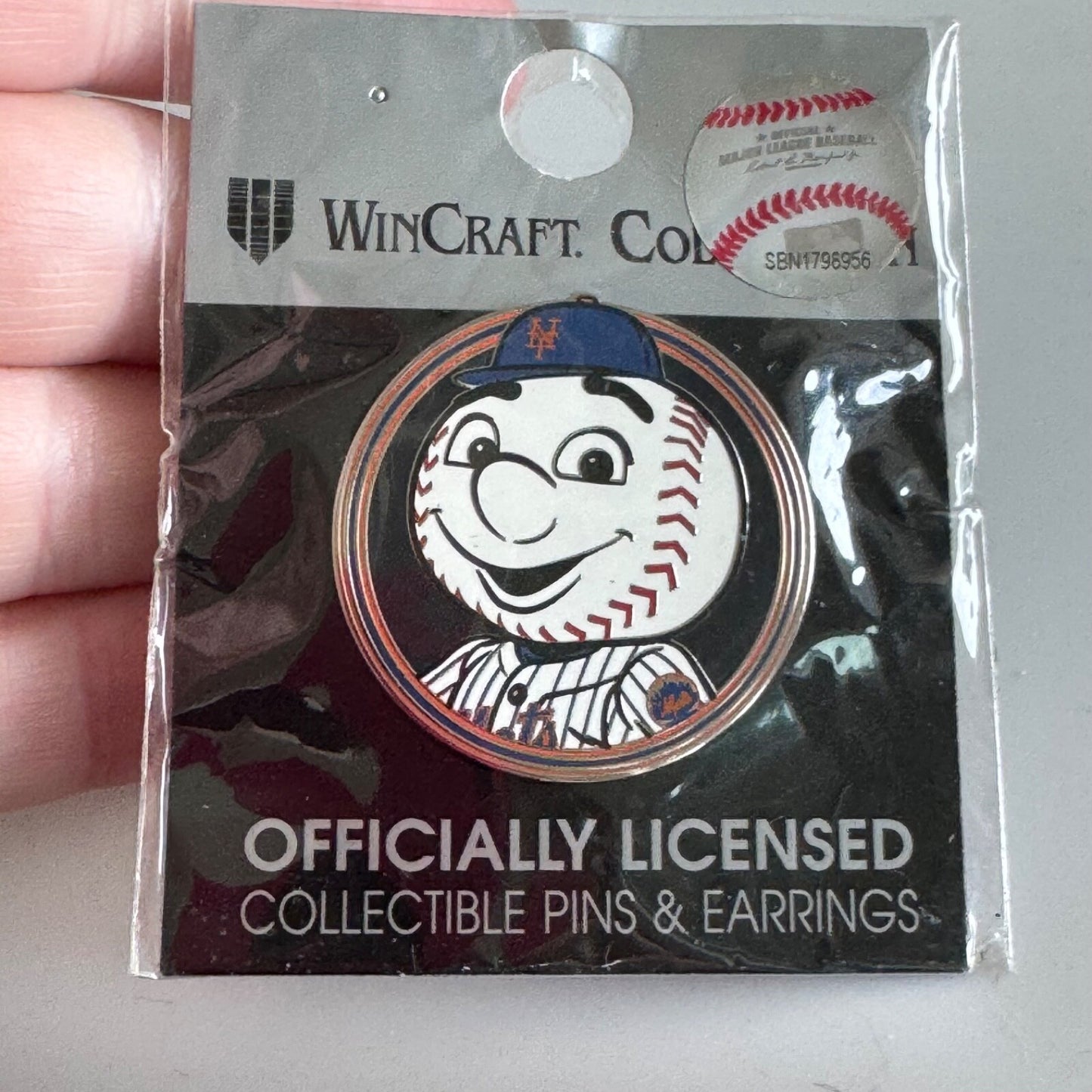 Mr. Met Baseball Head Pin – New York Mets Mascot WinCraft MLB Badge