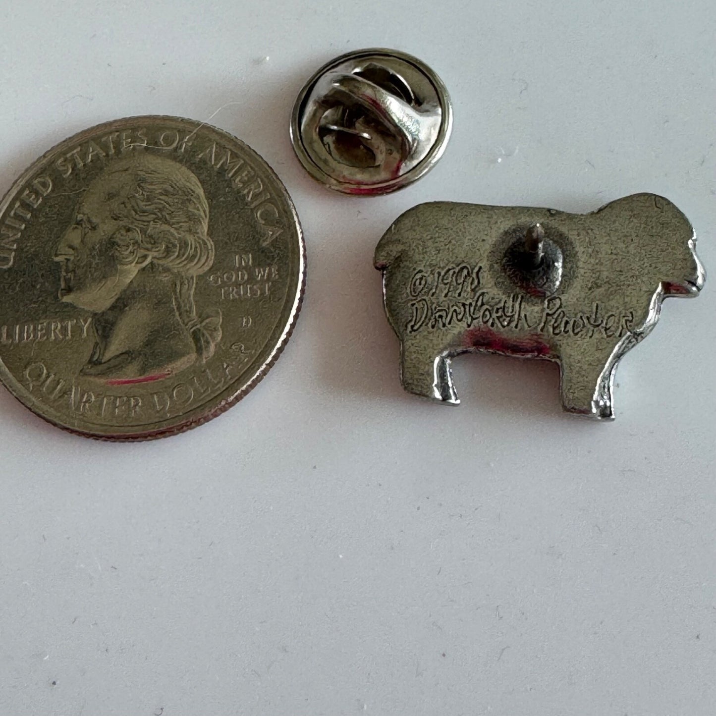 Vintage Pewter Sheep Lamb Lapel Pin – Religious Farm Animal Theme Brooch