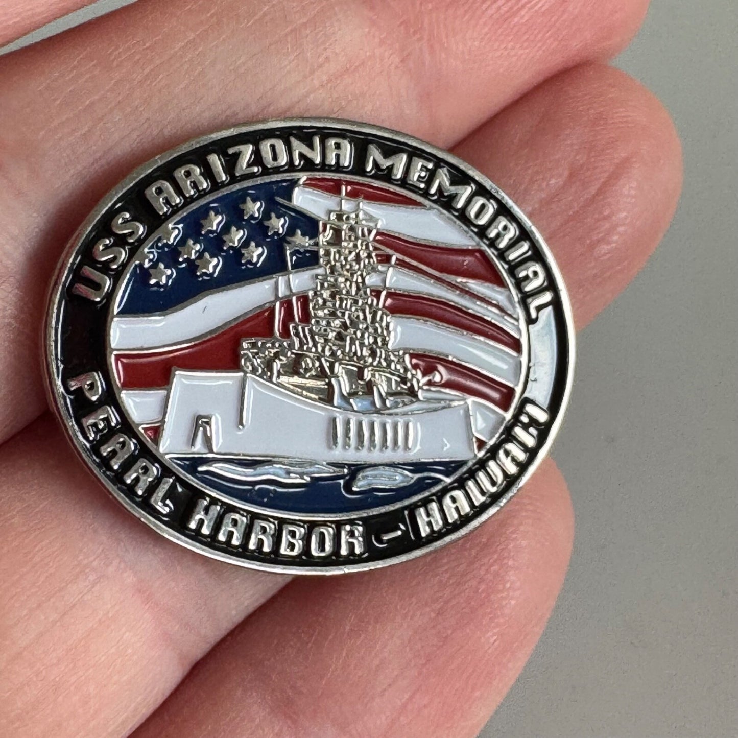Vintage USS Arizona Memorial Pin – Pearl Harbor Hawaii Enamel Badge