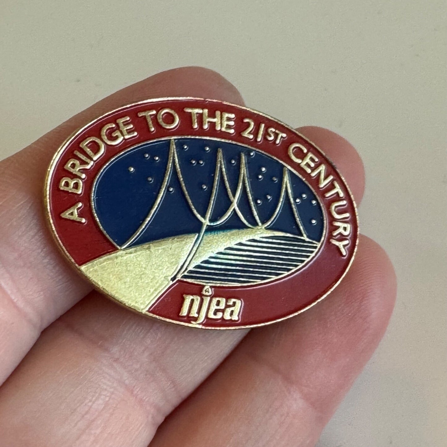 Vintage NJEA A Bridge to the 21st Century Lapel Pin New Jersey Education Assn.